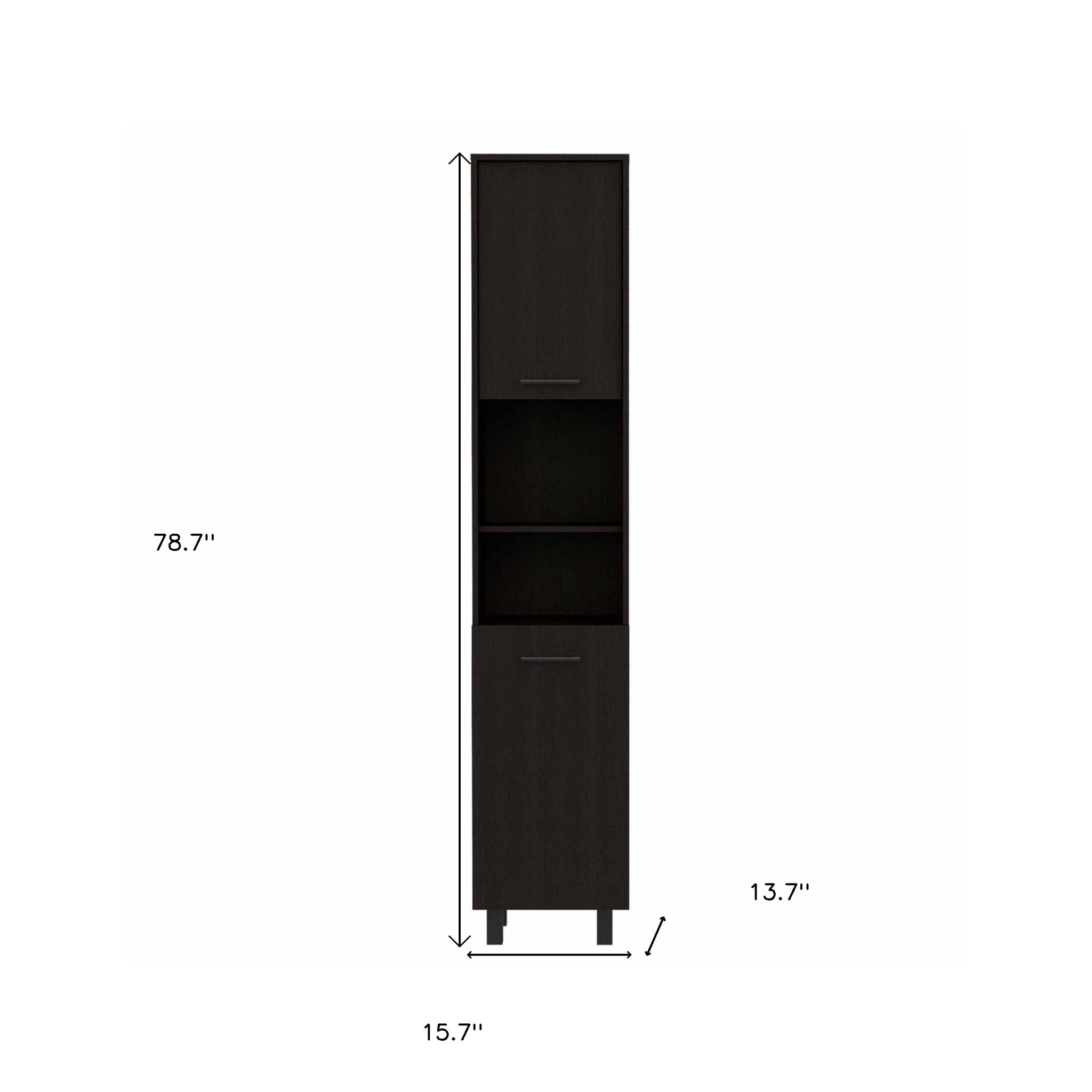 79" Modern Black Pantry Cabinet with Five Shelves-7