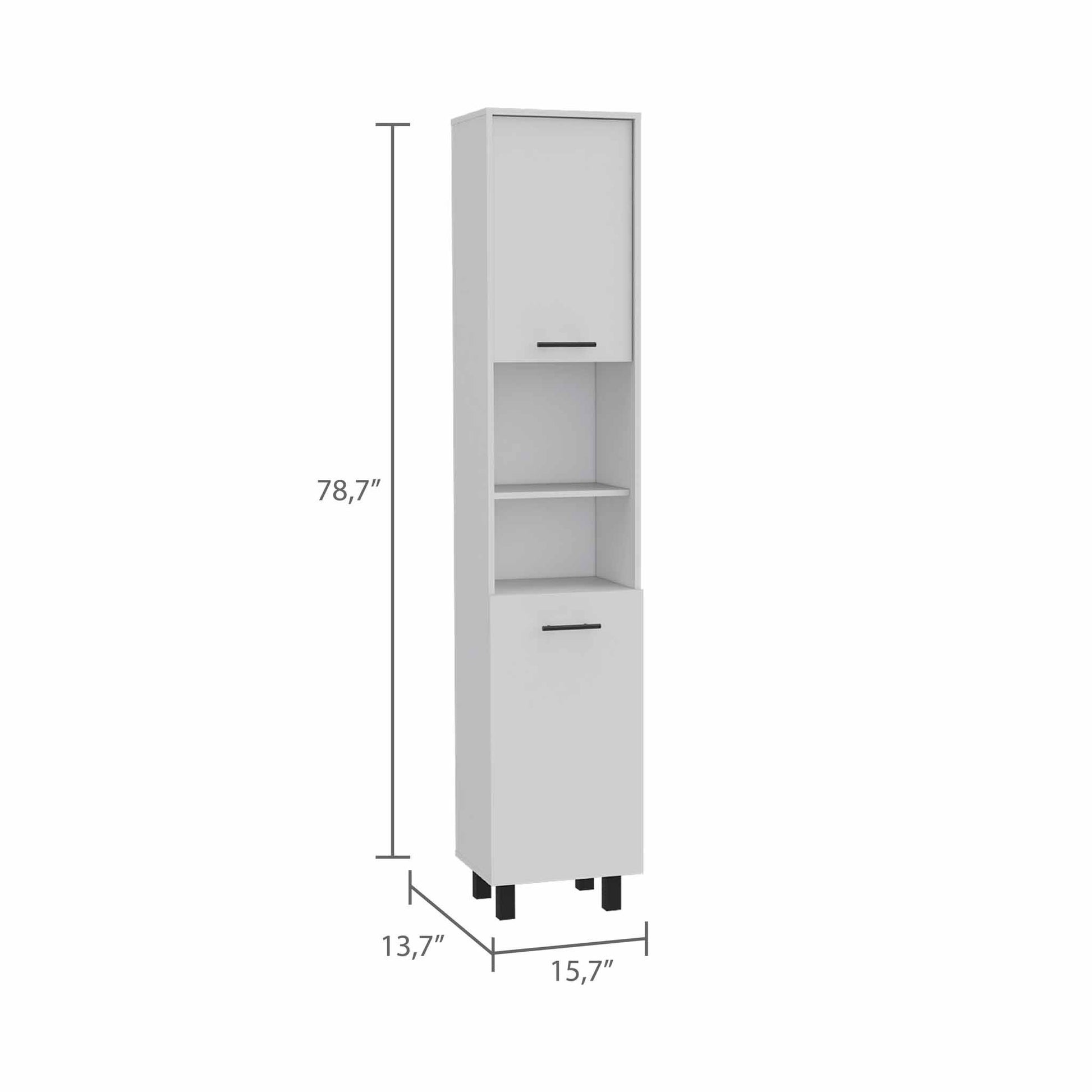 78" Modern White Pantry Cabinet with Five Shelves-8