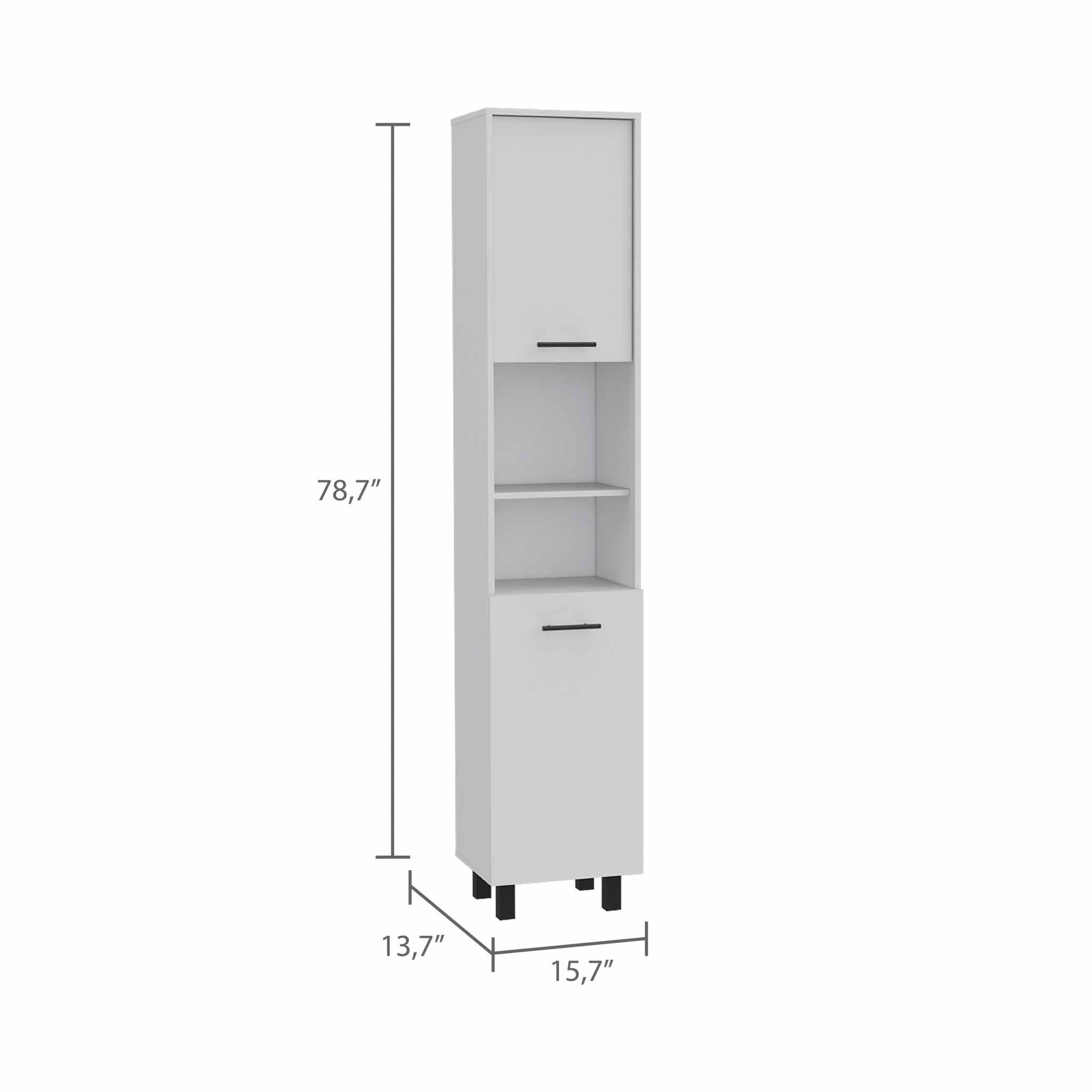 78" Modern White Pantry Cabinet with Five Shelves-8