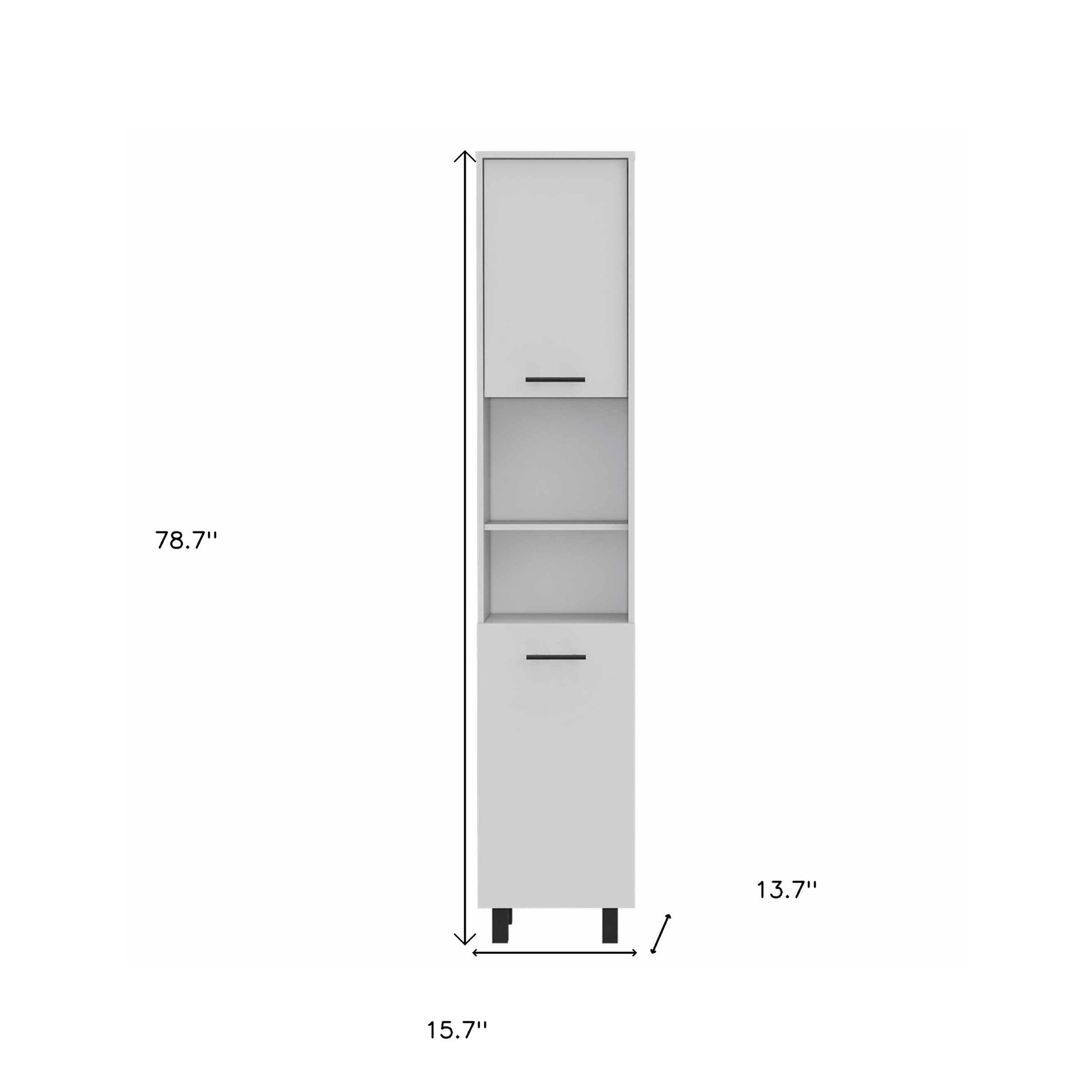 78" Modern White Pantry Cabinet with Five Shelves-7