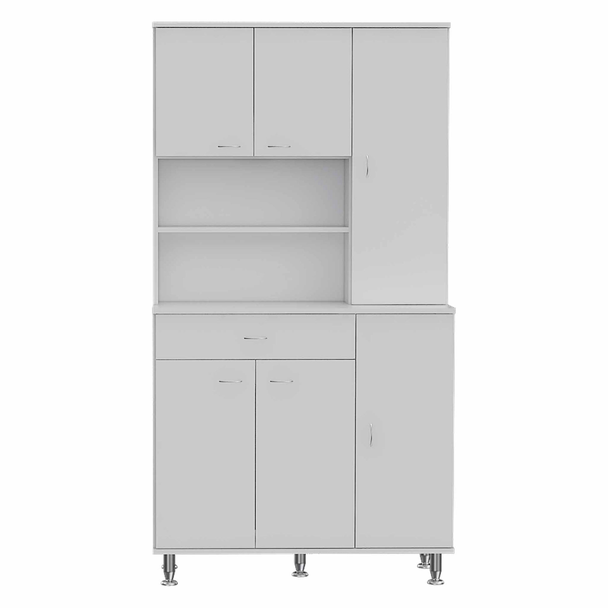 67" White Pantry Cabinet with Five Storage Shelves-1