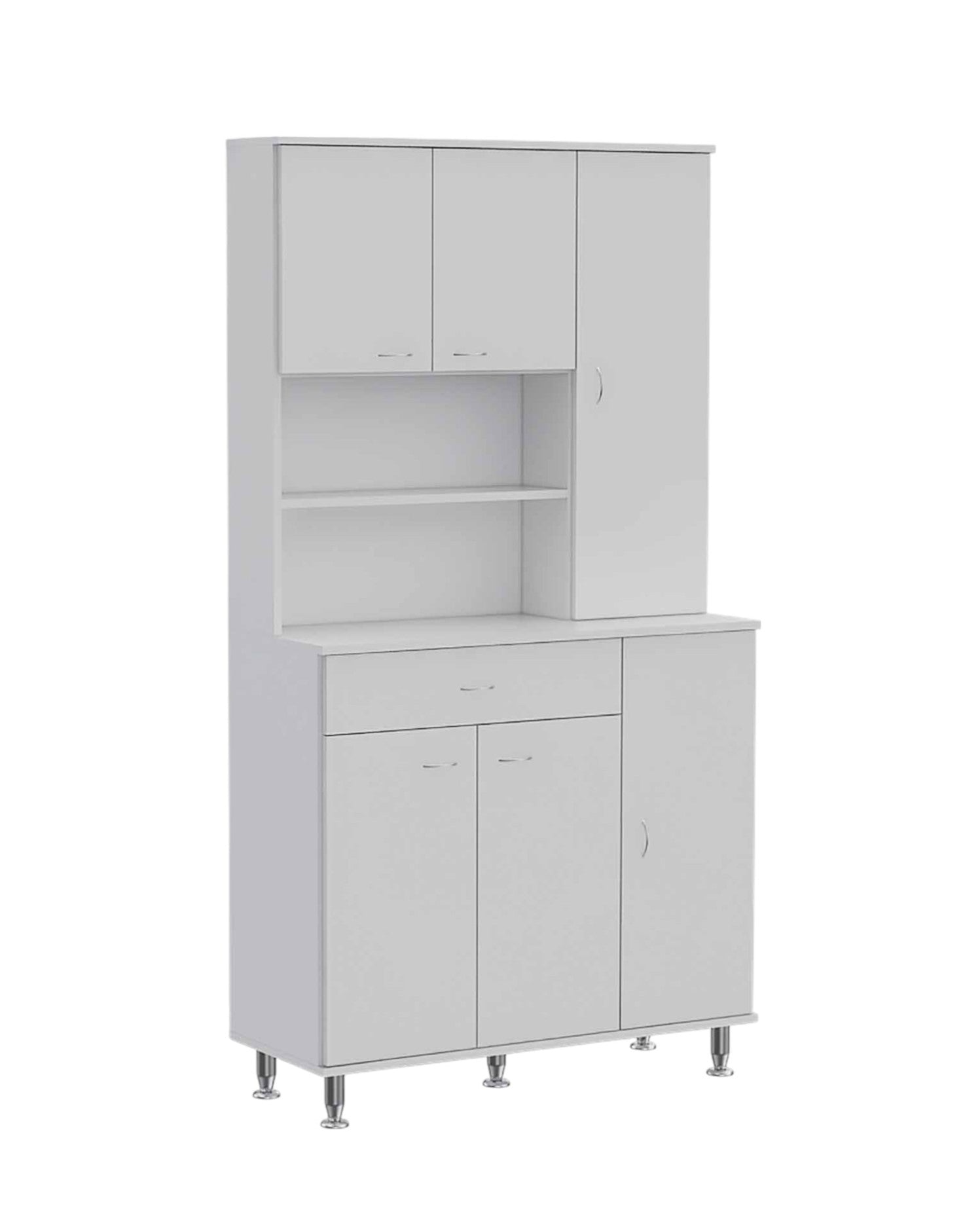 67" White Pantry Cabinet with Five Storage Shelves-2