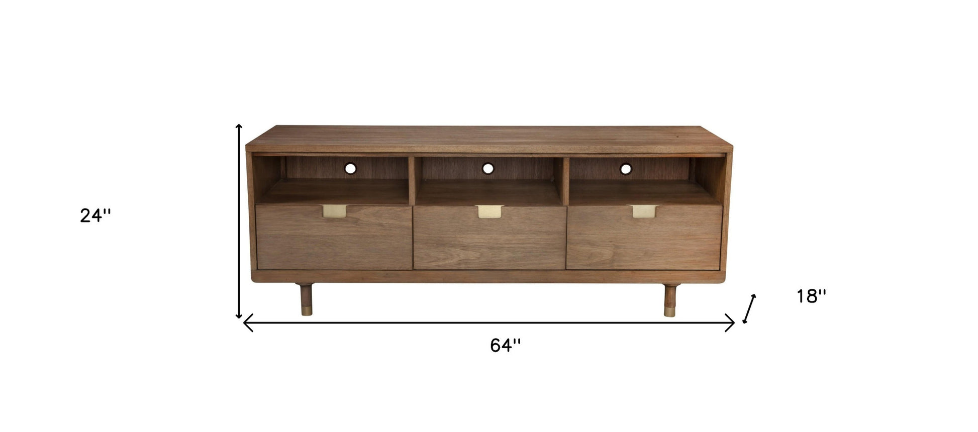64" Sand Solid Wood Open shelving TV Stand-TV Stands-DECOROLALA