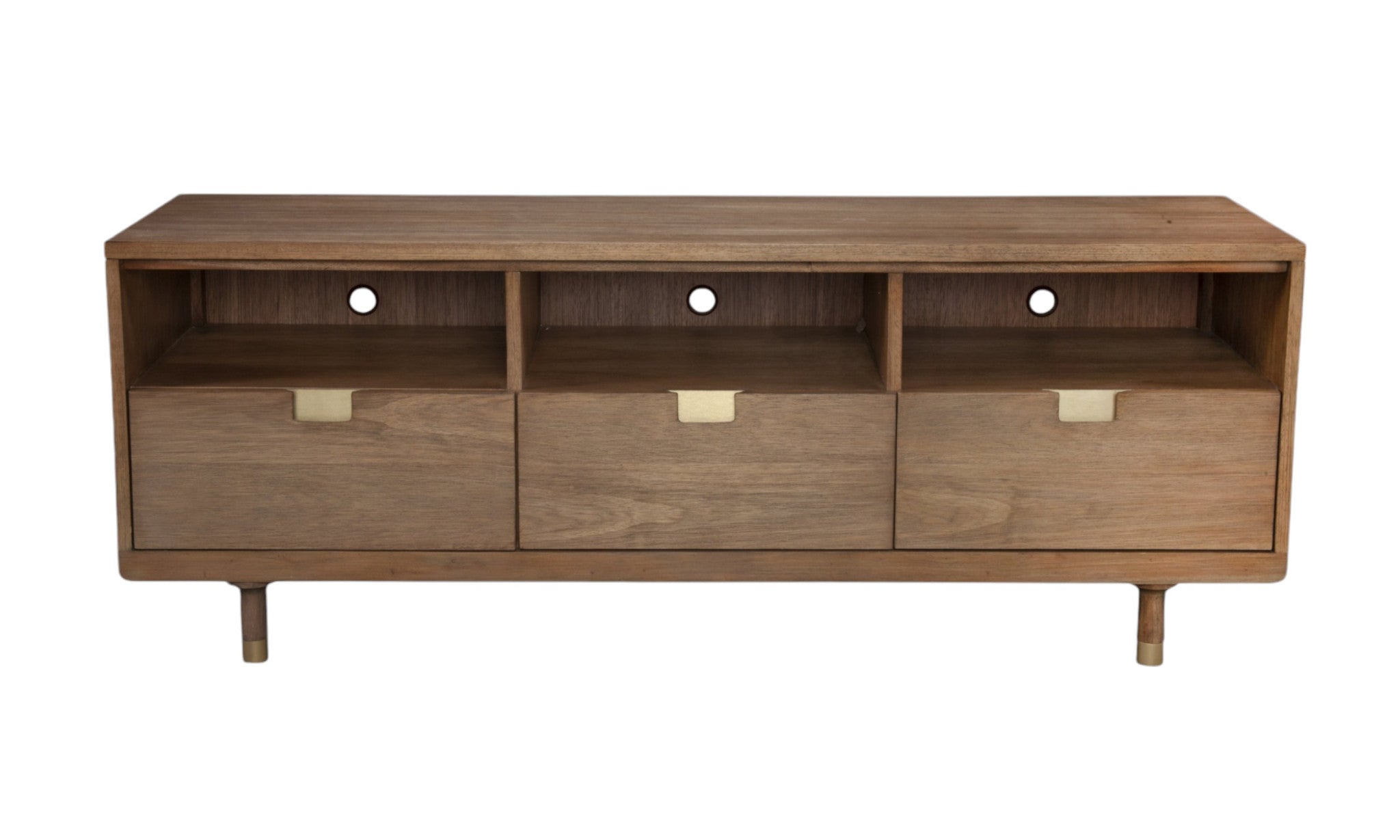 64" Sand Solid Wood Open shelving TV Stand-TV Stands-DECOROLALA