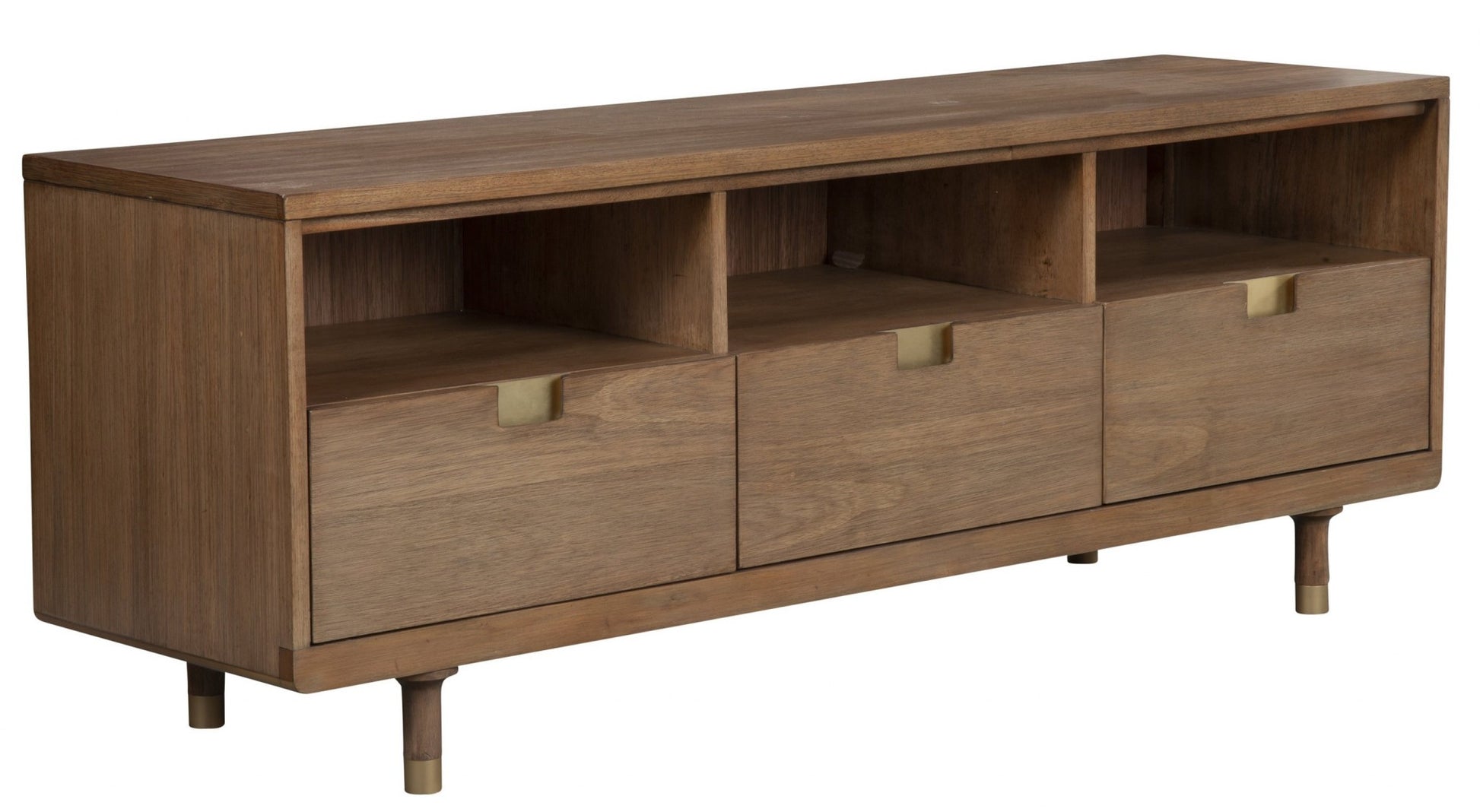 64" Sand Solid Wood Open shelving TV Stand-TV Stands-DECOROLALA