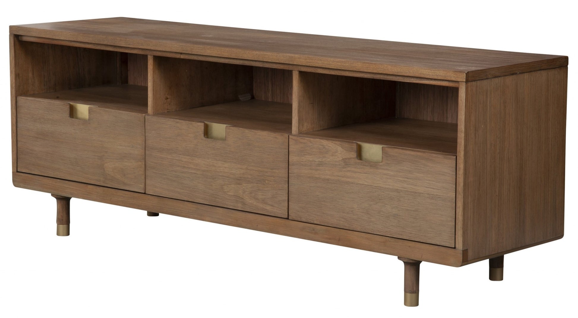 64" Sand Solid Wood Open shelving TV Stand-TV Stands-DECOROLALA