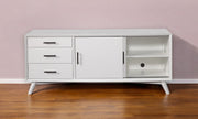 64" White Mahogany Solid Wood Enclosed and Open Storage TV Stand-TV Stands-DECOROLALA