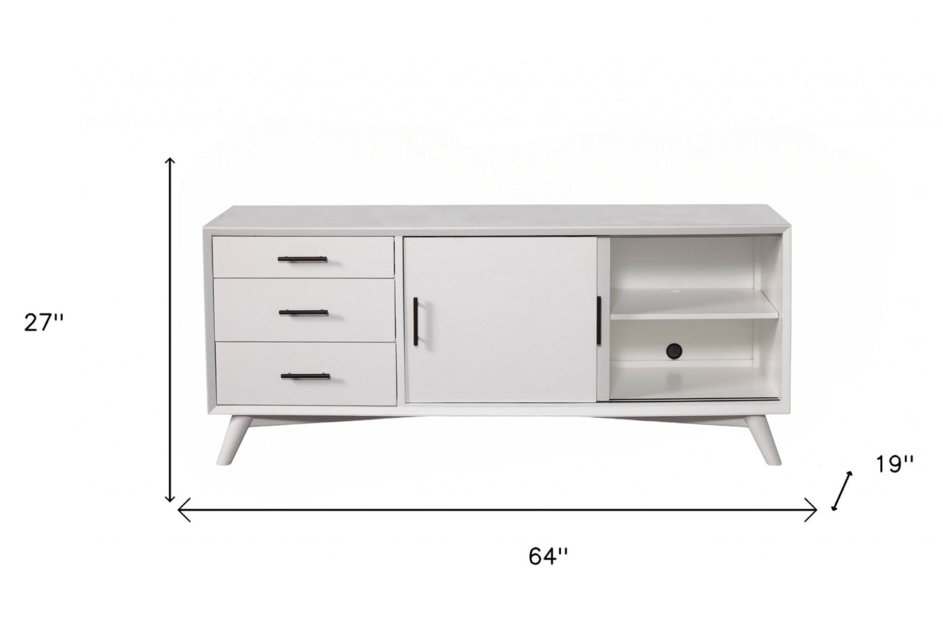 64" White Mahogany Solid Wood Enclosed and Open Storage TV Stand-TV Stands-DECOROLALA