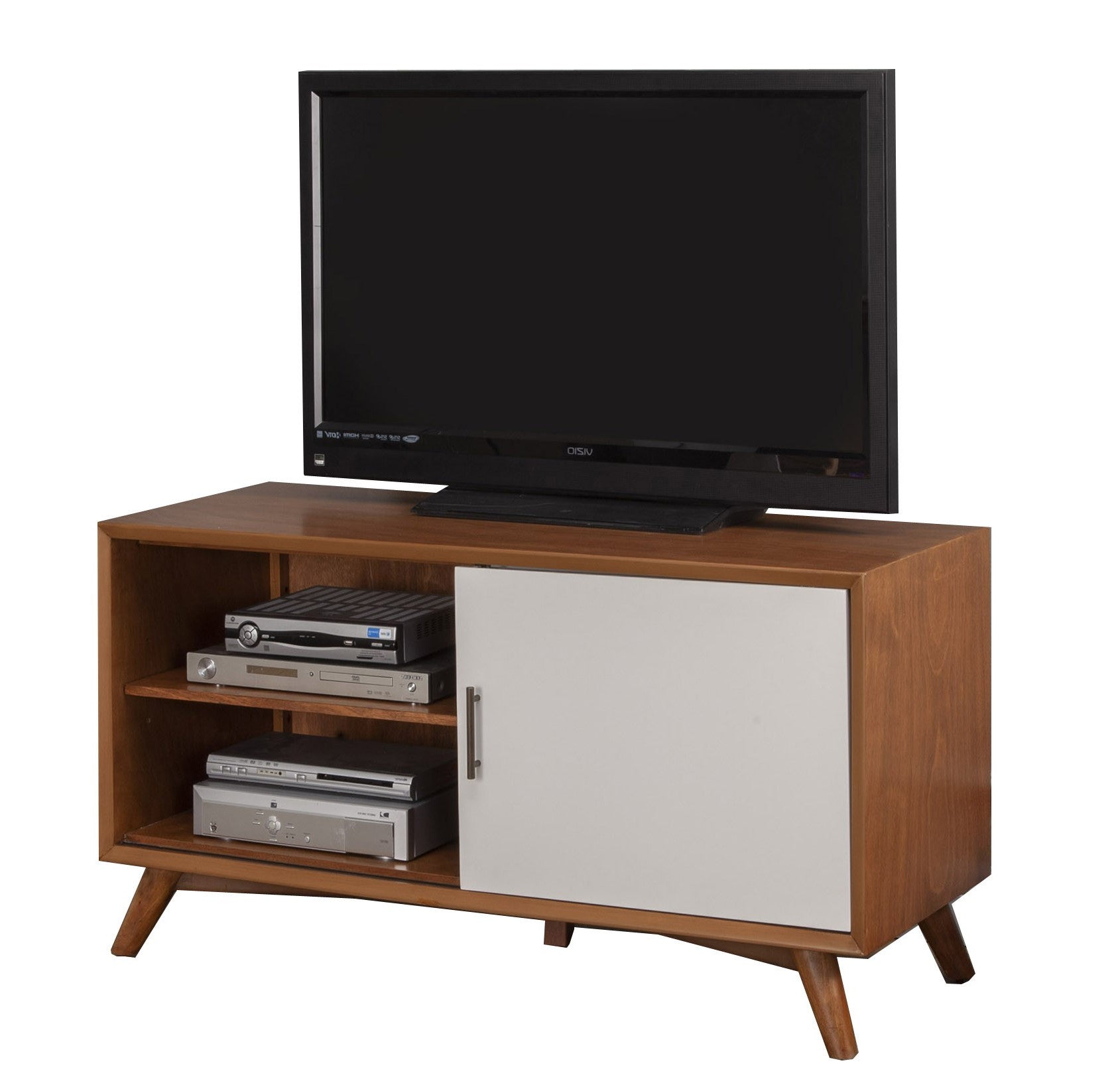 50" Brown and White Solid Wood Open Shelving TV Stand-TV Stands-DECOROLALA