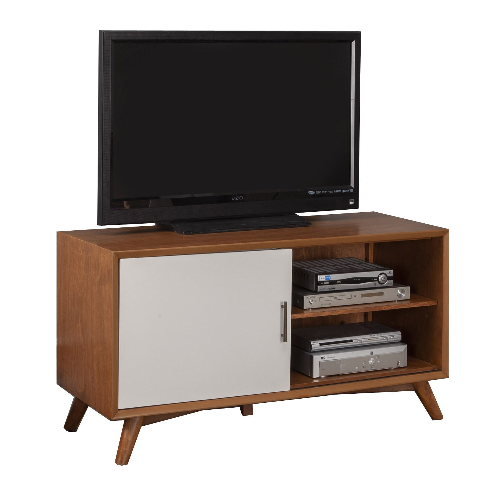 50" Brown and White Solid Wood Open Shelving TV Stand-TV Stands-DECOROLALA