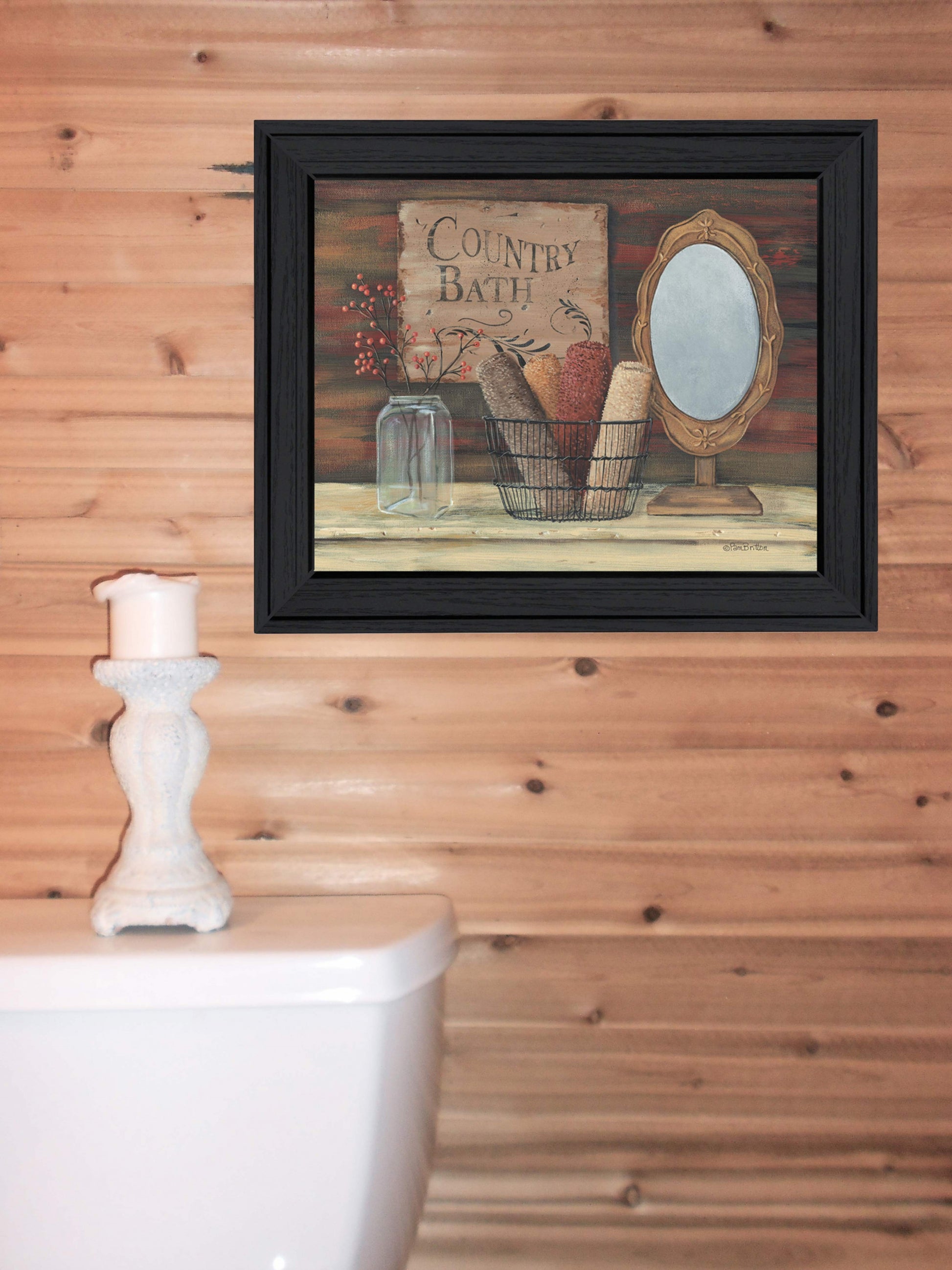 Country Bath 3 Black Framed Print Bathroom Wall Art-3