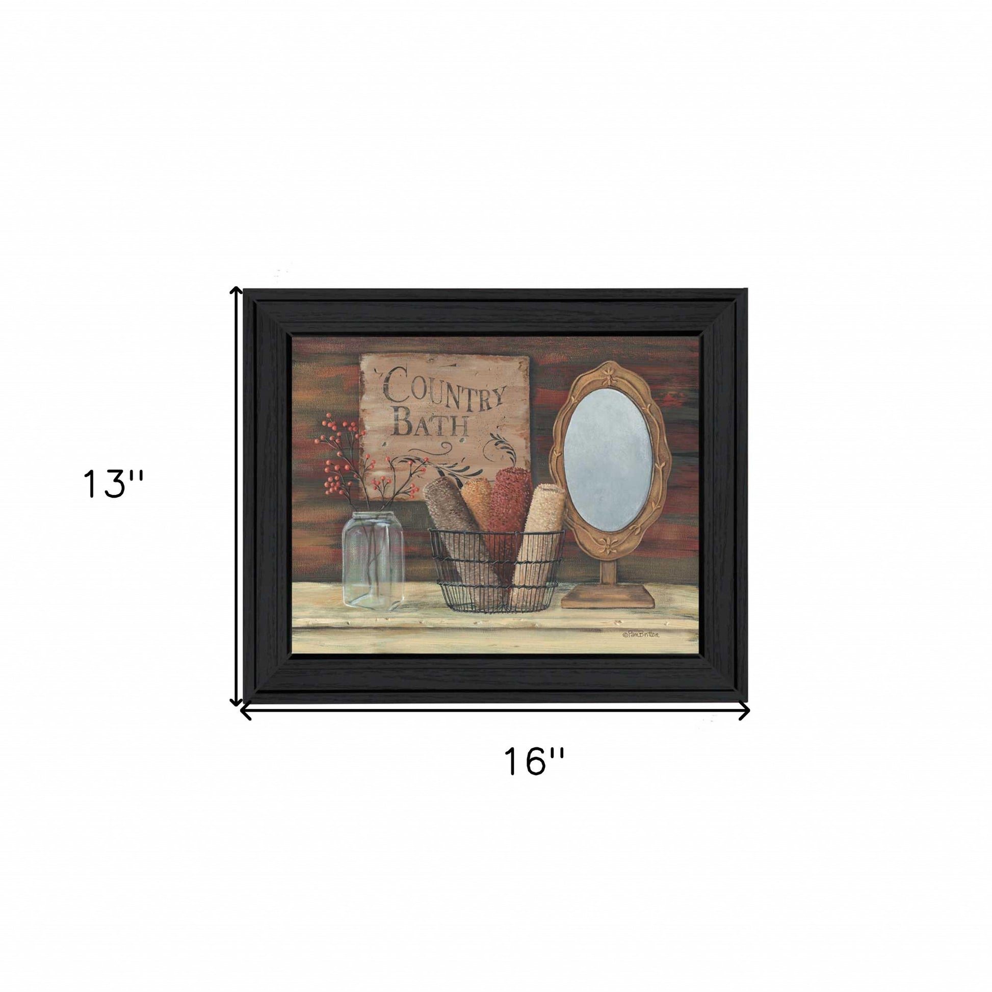 Country Bath 3 Black Framed Print Bathroom Wall Art-4