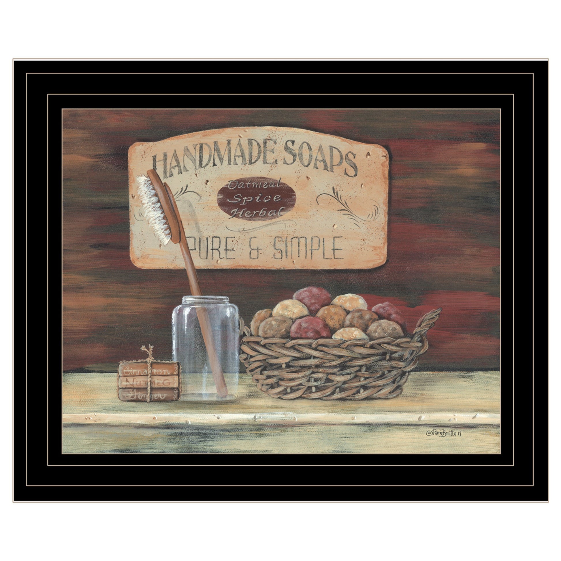 HANDMADE SOAPS 3 Black Framed Print Bathroom Wall Art-1