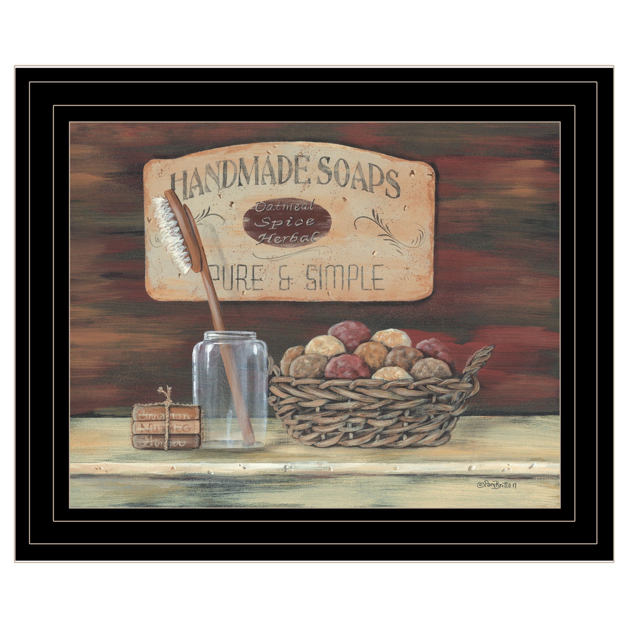 HANDMADE SOAPS 3 Black Framed Print Bathroom Wall Art-1
