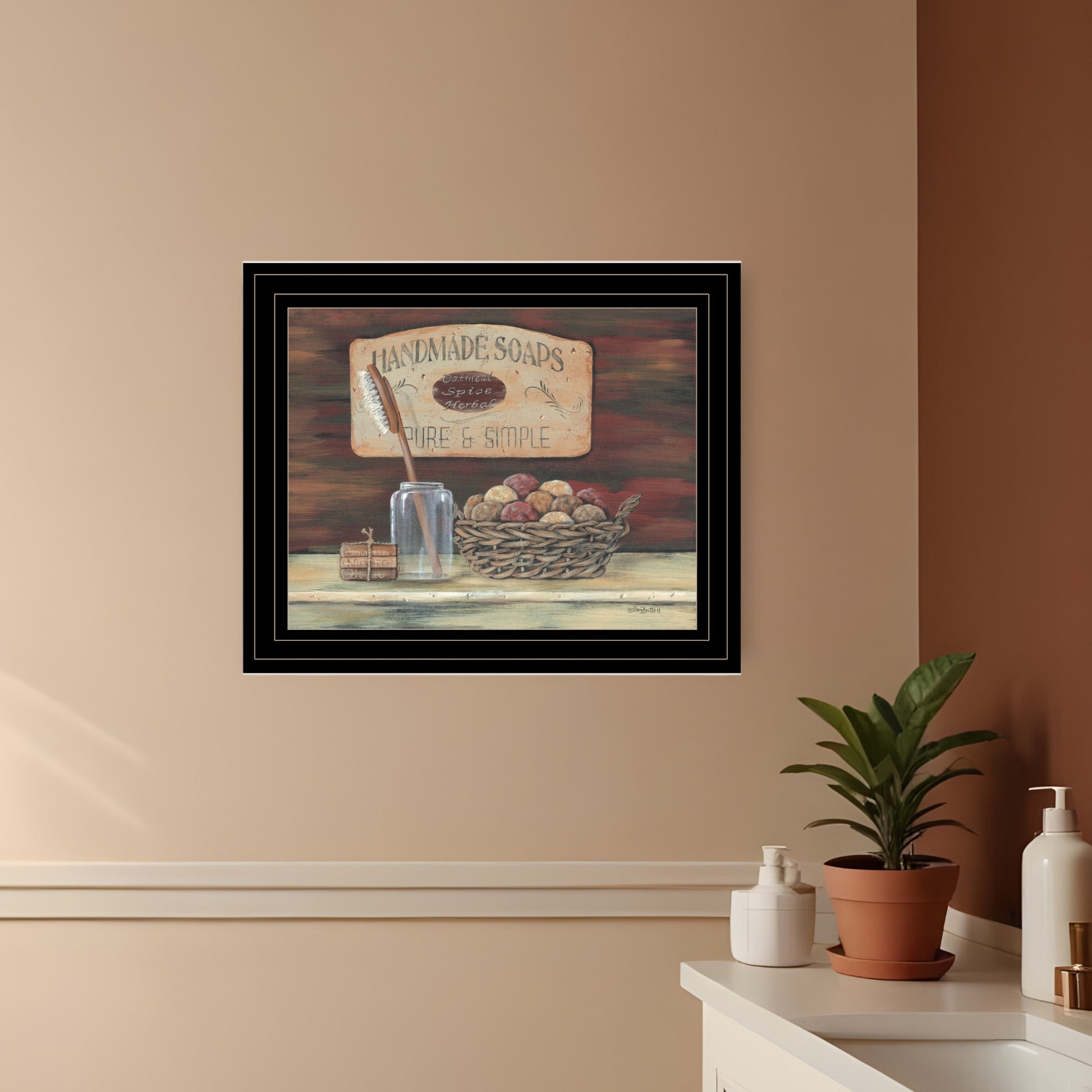 HANDMADE SOAPS 3 Black Framed Print Bathroom Wall Art-0