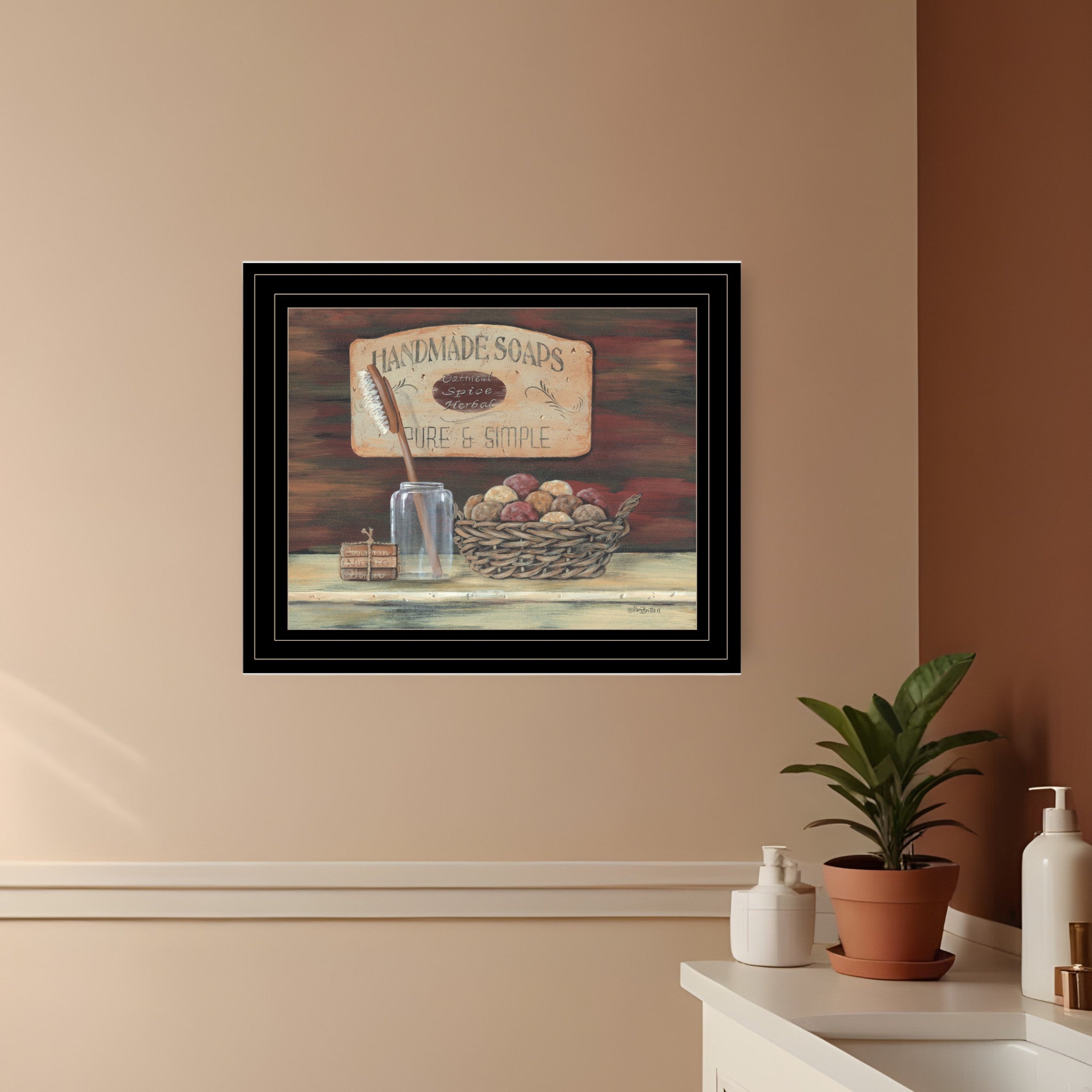 HANDMADE SOAPS 3 Black Framed Print Bathroom Wall Art-0