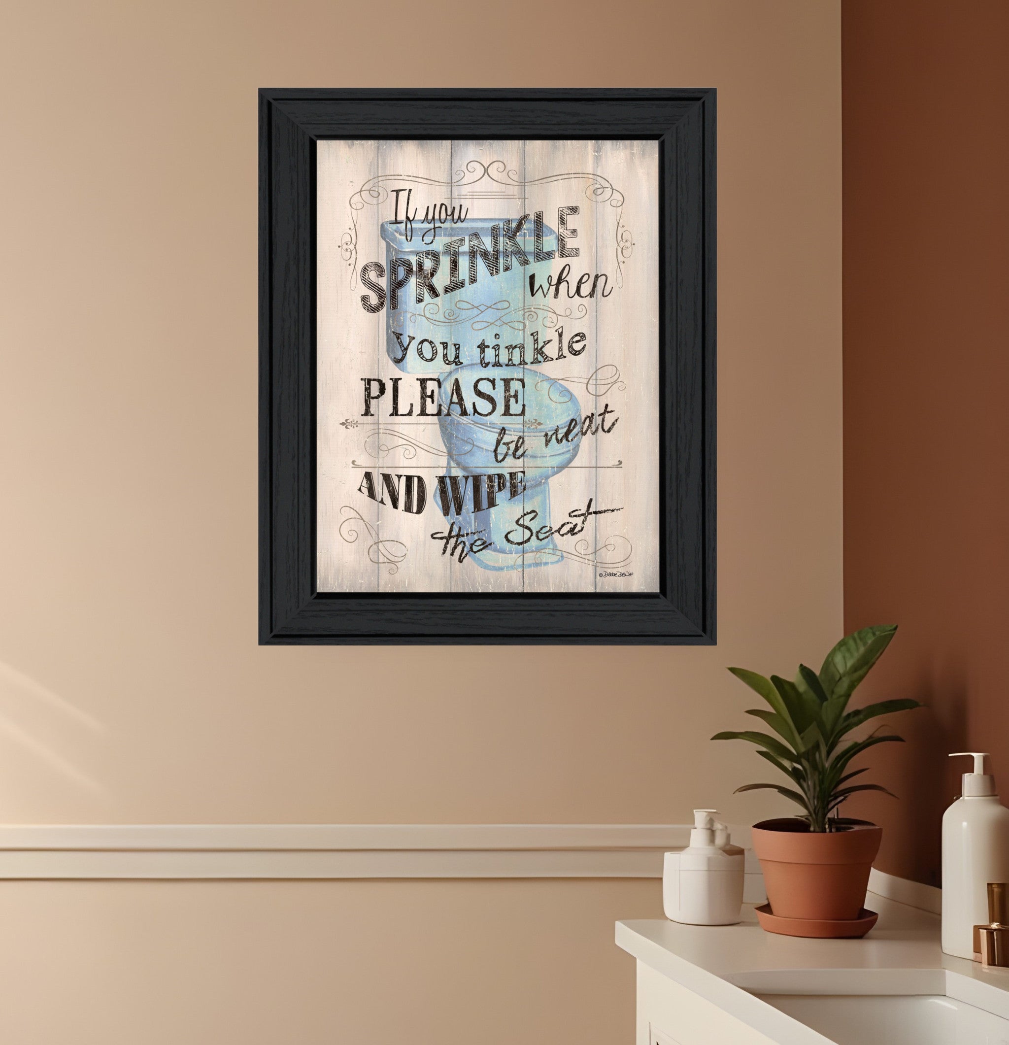 Bathroom Humor 6 Black Framed Print Bathroom Wall Art-0