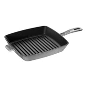 STAUB Grill Pans 26 cm Cast Iron Square American Grill, Graphite-Grey-10 inch-DECOROLALA