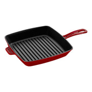 STAUB Grill Pans 26 cm Cast Iron Square American Grill, Cherry-10 inch-DECOROLALA