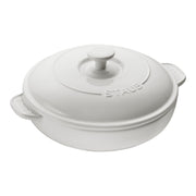 STAUB Ceramique Ceramic Round Brie Cheese Baker With Lid, Pure-White-n/a-DECOROLALA