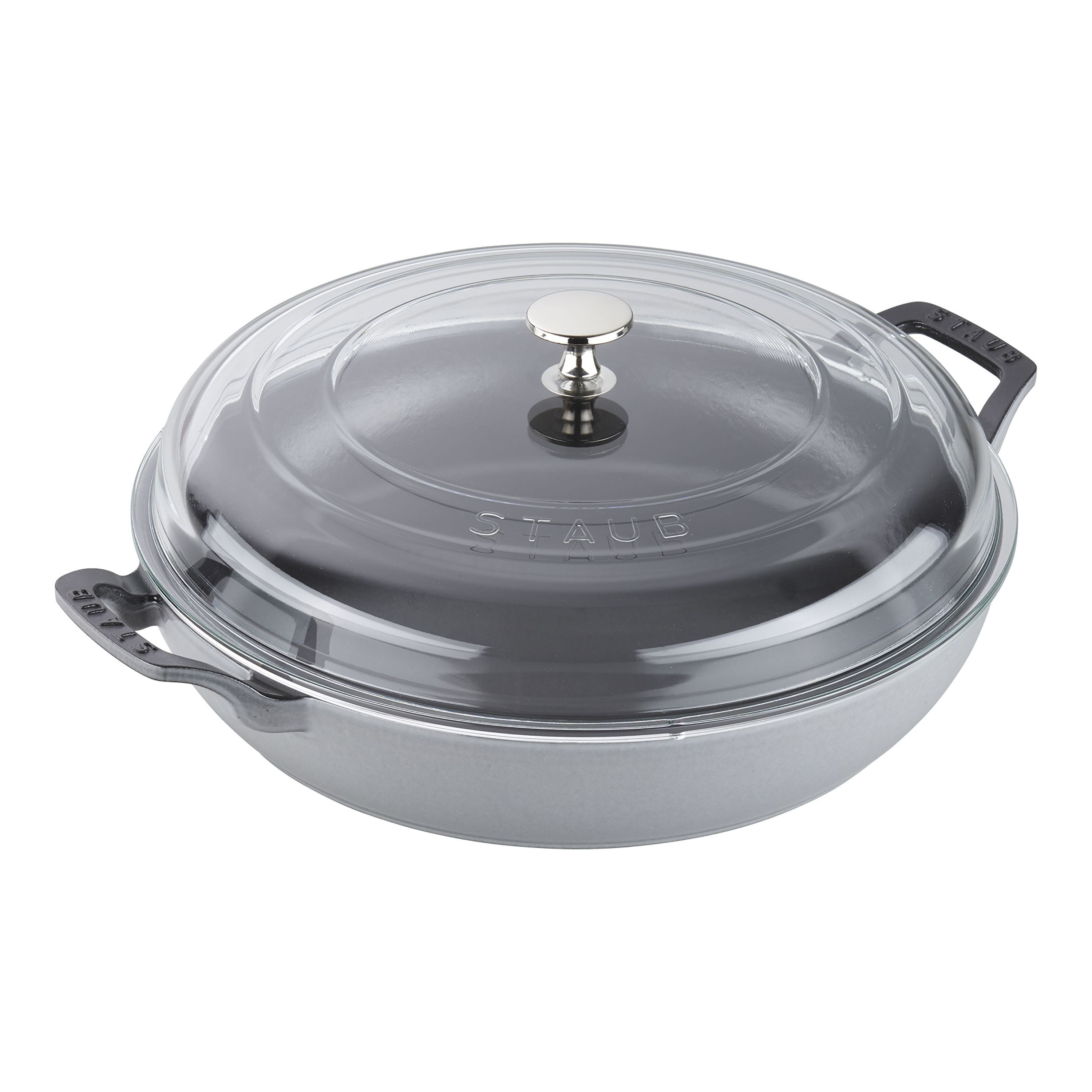 STAUB Braisers 3.5 L Cast Iron Round Heritage Braiser/Sauté Pan, Graphite-Grey-n/a-DECOROLALA