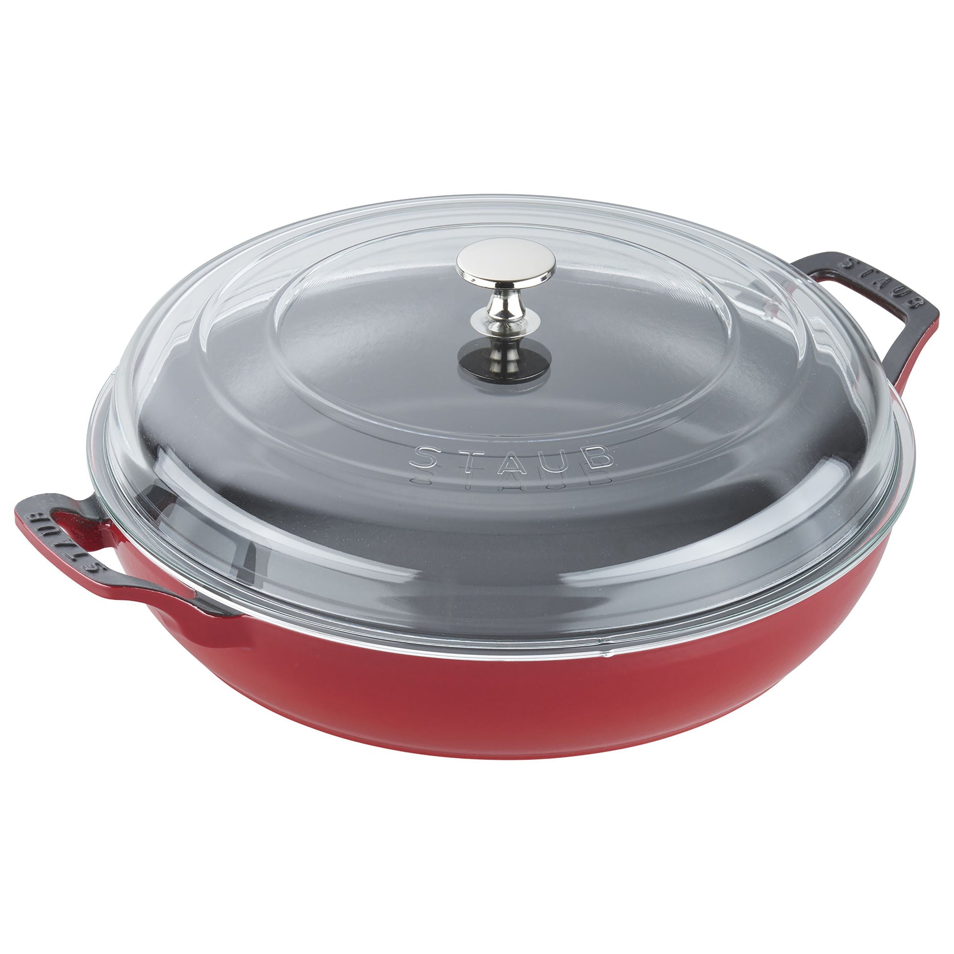 STAUB Braisers 3.5 L Cast Iron Round Heritage Braiser/Sauté Pan, Cherry-n/a-DECOROLALA