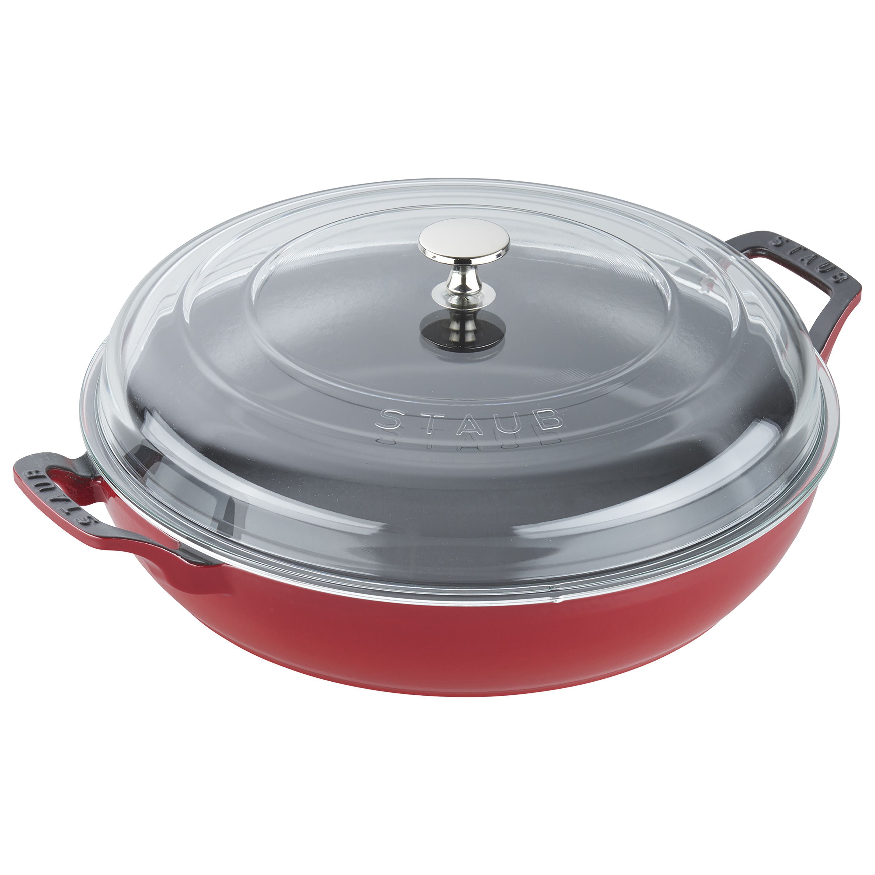 STAUB Braisers 3.5 L Cast Iron Round Heritage Braiser/Sauté Pan, Cherry-n/a-DECOROLALA
