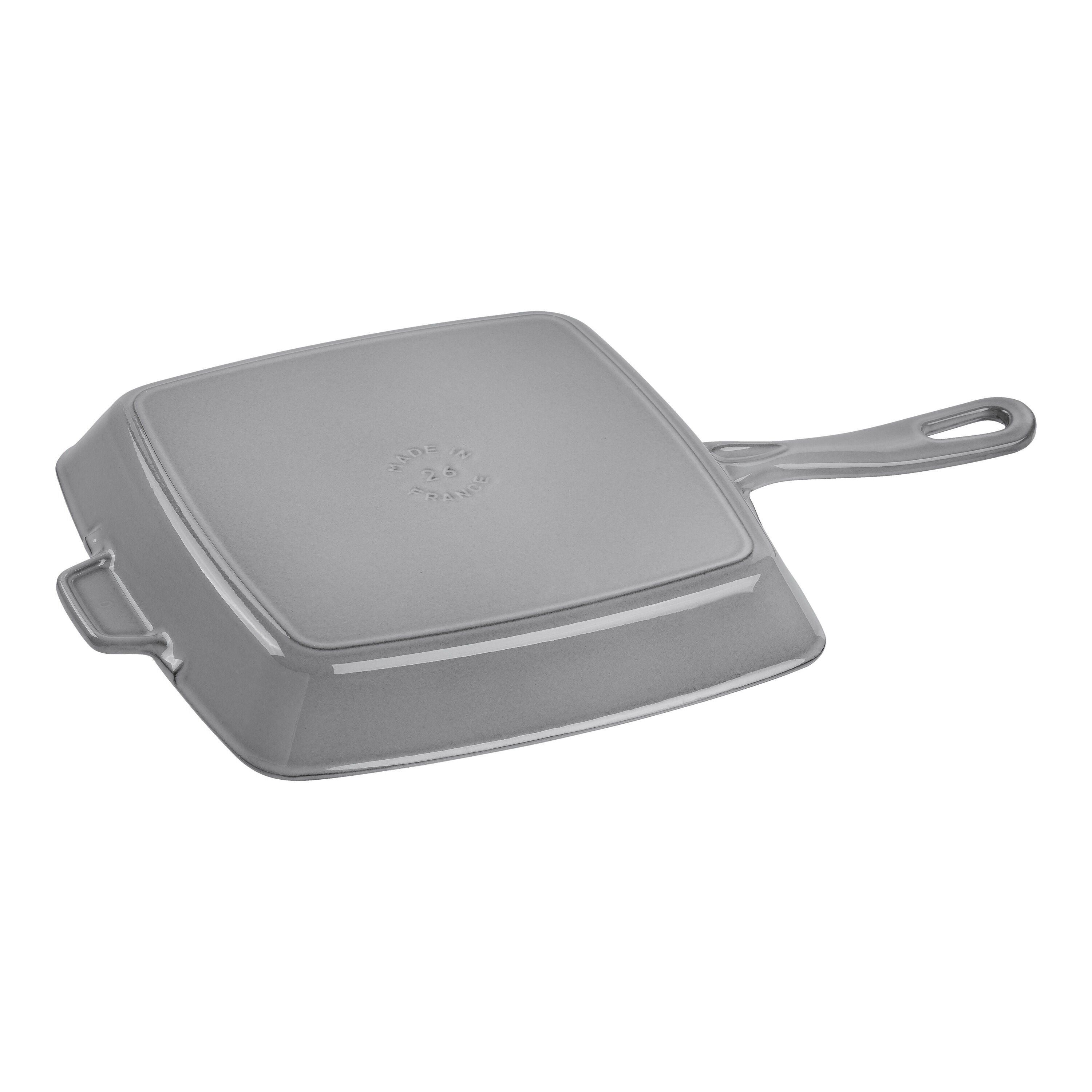 STAUB Grill Pans 26 cm Cast Iron Square American Grill, Graphite-Grey-10 inch-DECOROLALA