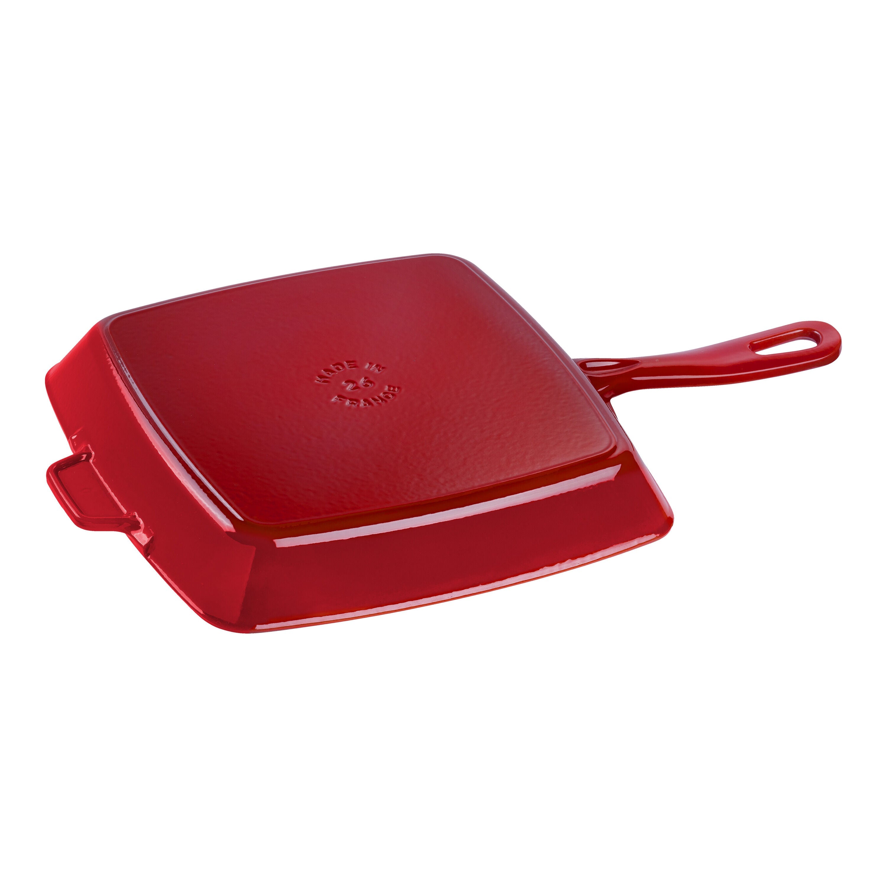 STAUB Grill Pans 26 cm Cast Iron Square American Grill, Cherry-10 inch-DECOROLALA