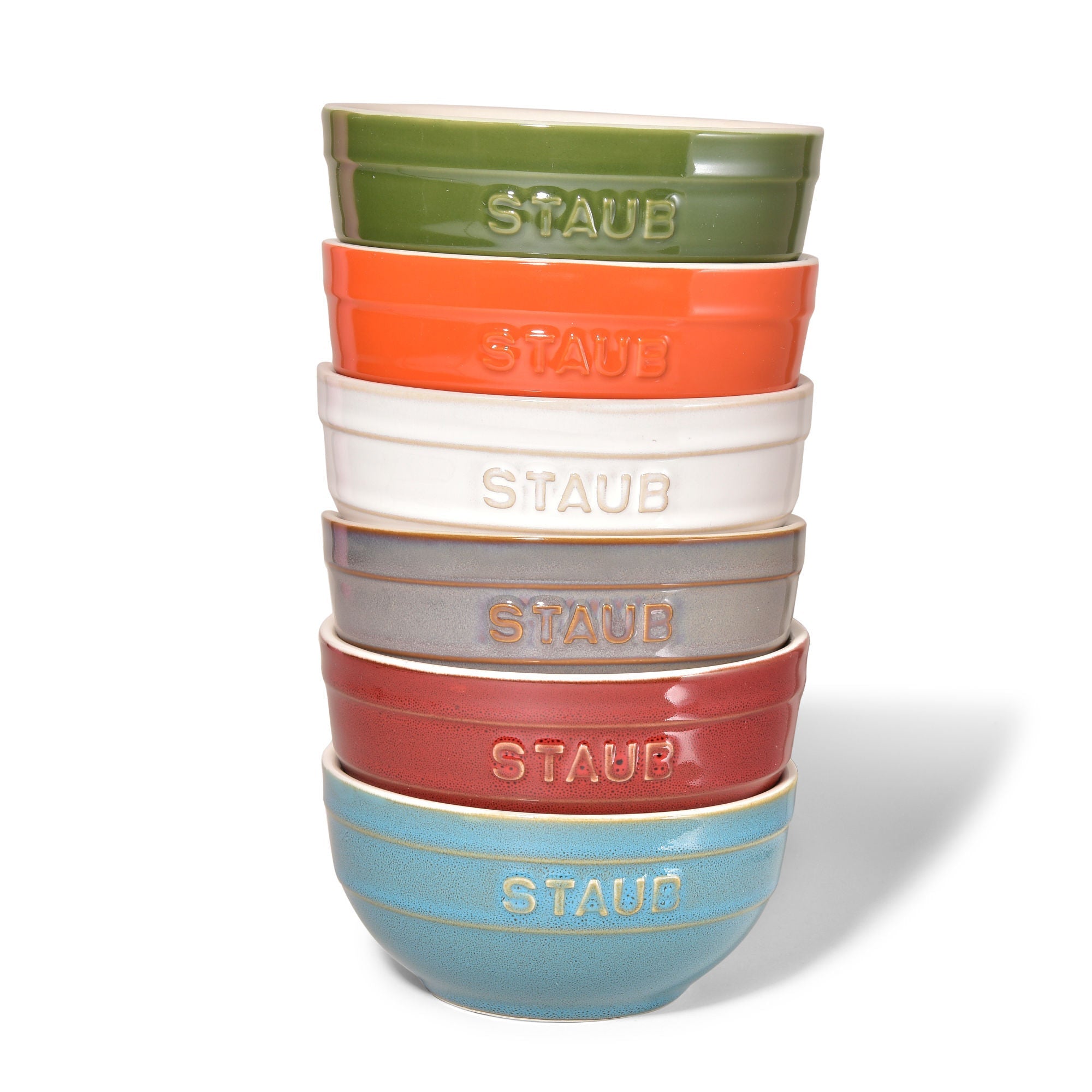 STAUB Ceramique 14 cm / 6 Piece Ceramic Large Rainbow Multi-Colour Large Bowl Set, Mixed Colours-n/a-DECOROLALA
