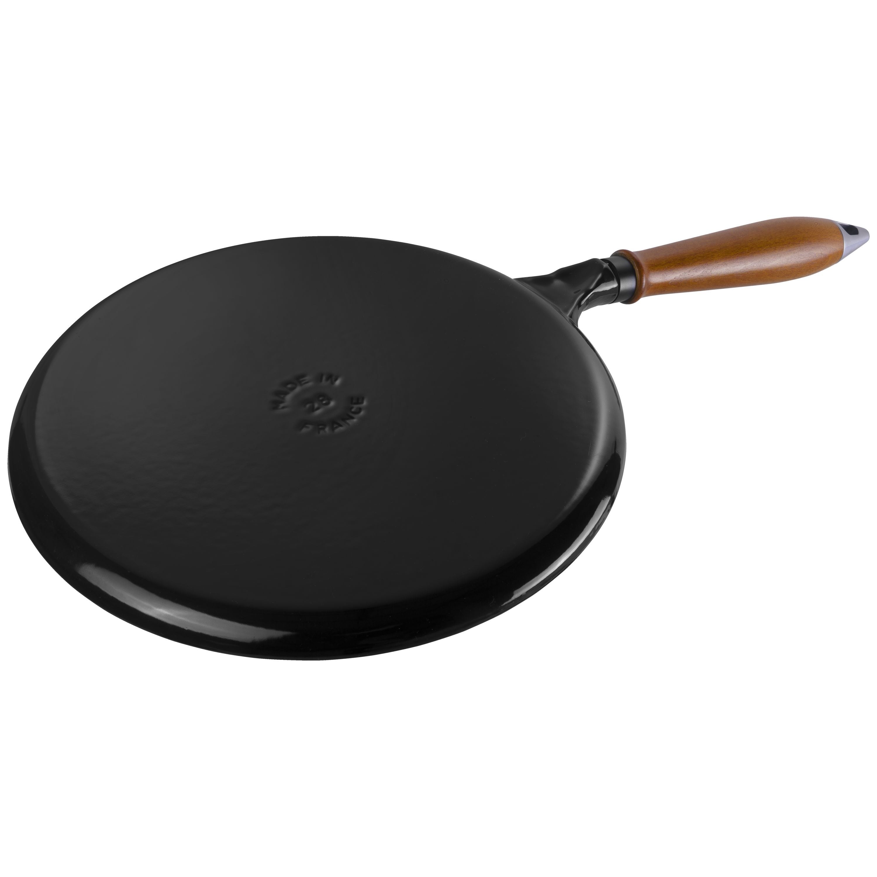 STAUB Pans 28 cm Cast Iron Pancake Pan With Wooden Handle-11 inch-DECOROLALA