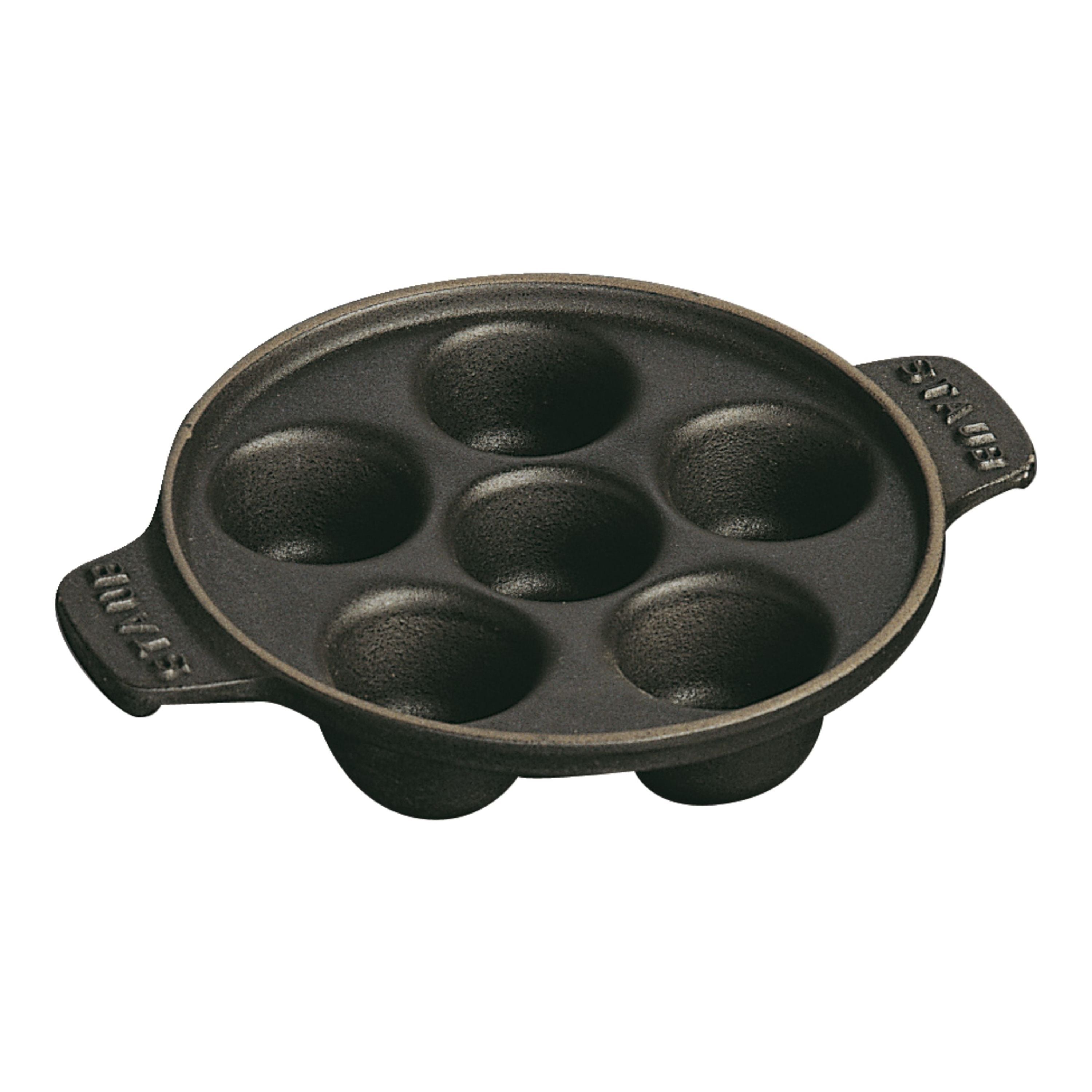 STAUB Specialities 14 cm Cast Iron Escargot Dish With Six Holes, Black-n/a-DECOROLALA