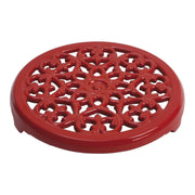 STAUB Serving 23 cm Round Cast Iron Trivet, Lily Decal, Cherry-n/a-DECOROLALA