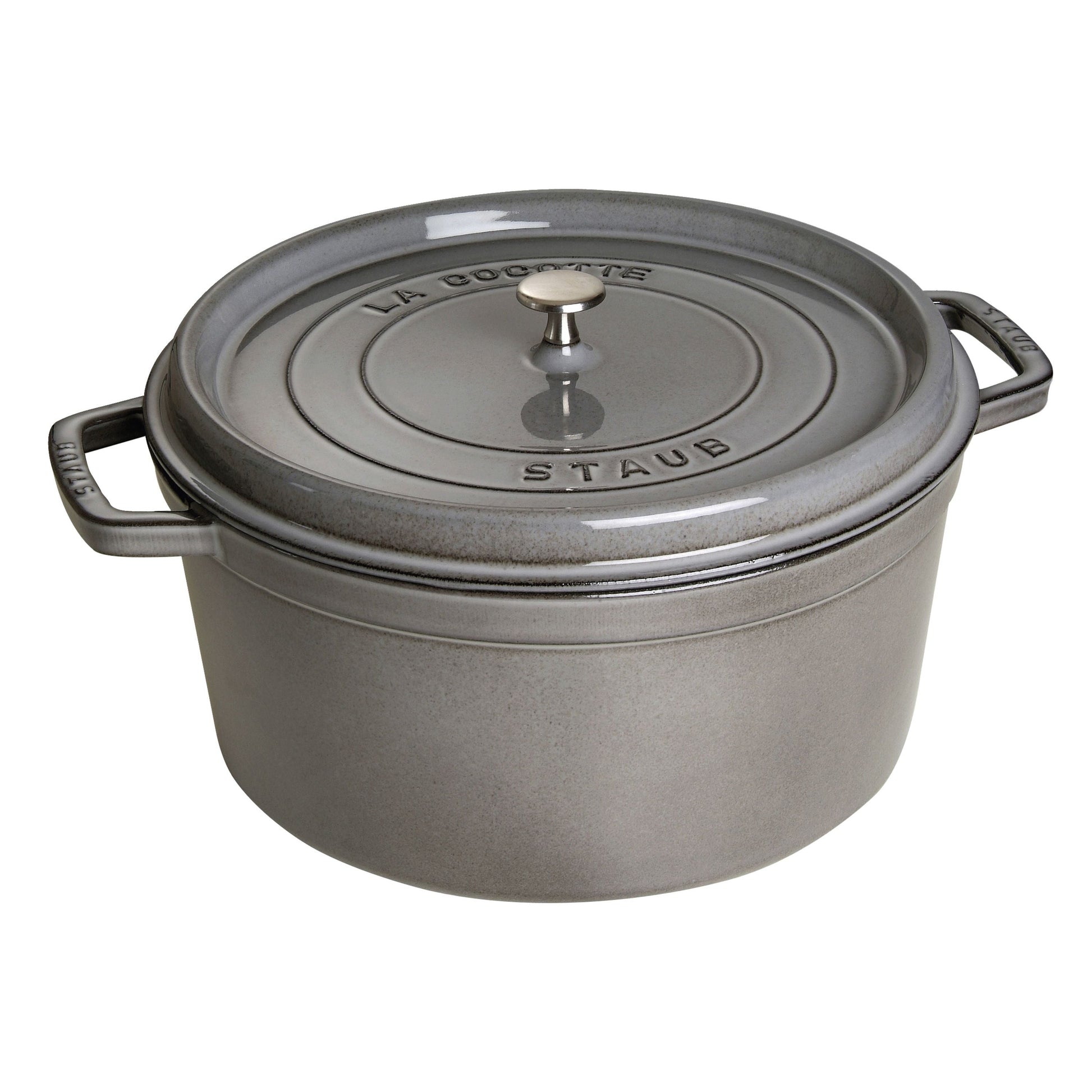 STAUB La Cocotte 8.4 L Cast Iron Round Cocotte, Graphite-Grey-n/a-DECOROLALA