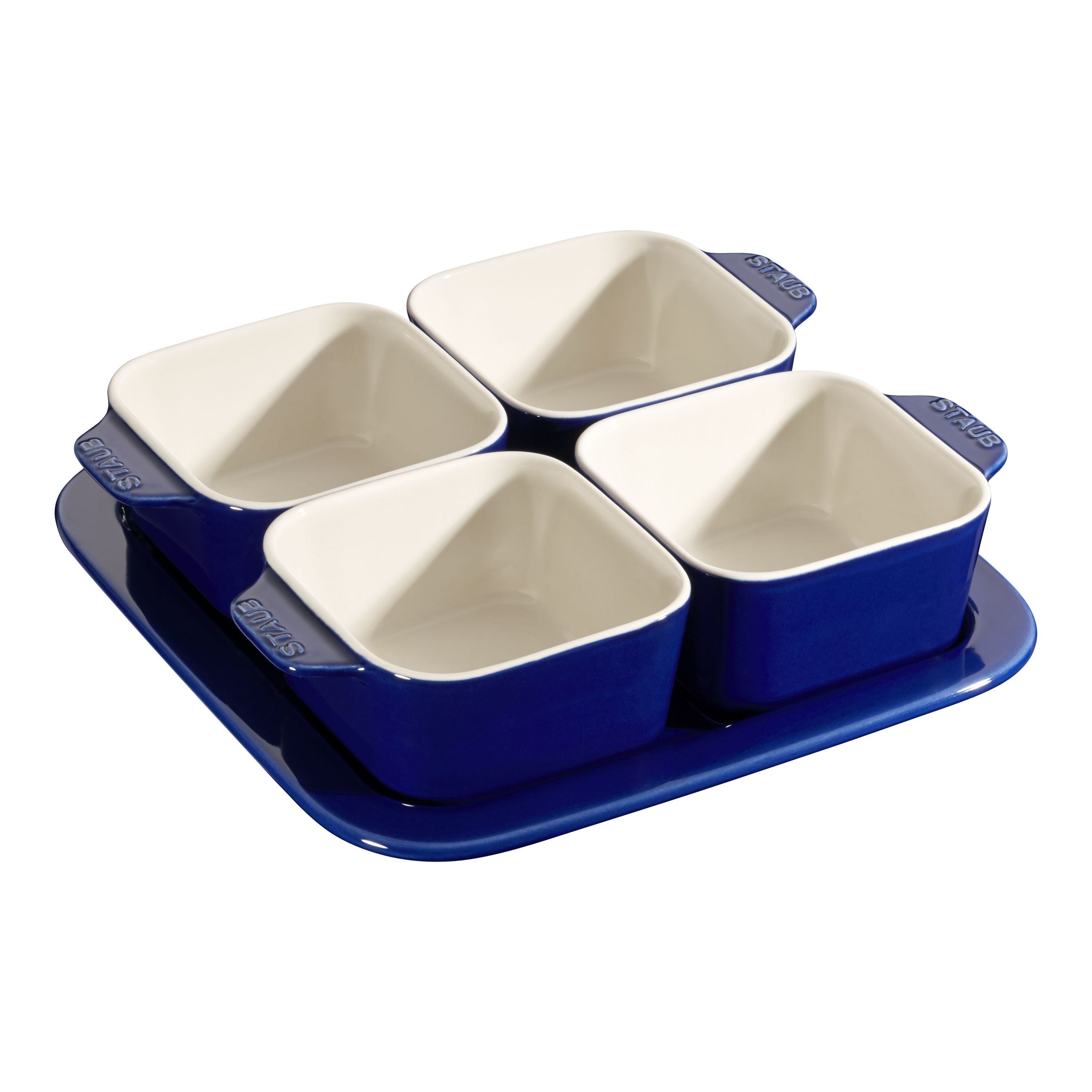 STAUB Ceramique 5 Piece Ceramic Appetiser Set, Dark-Blue-n/a-DECOROLALA