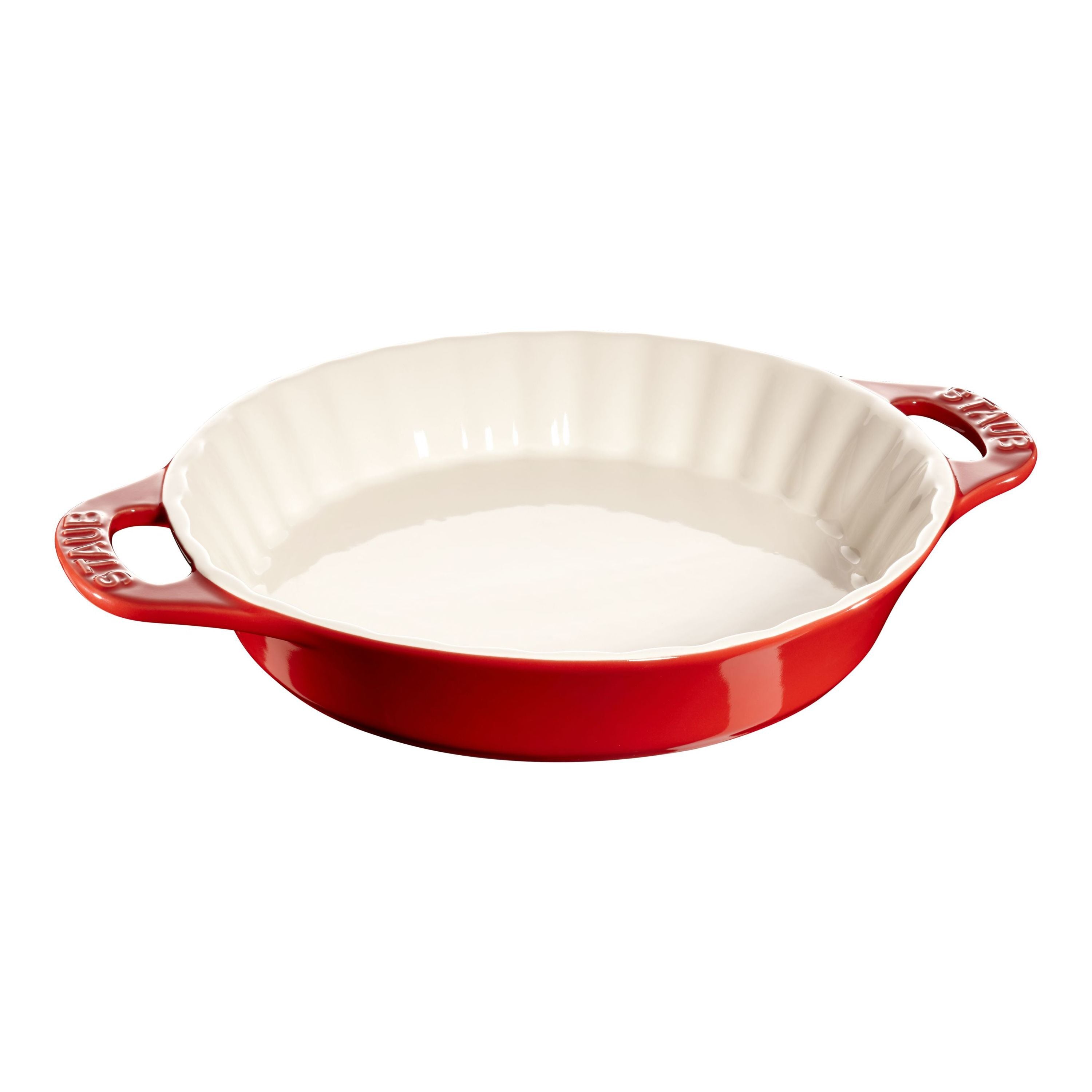 STAUB Ceramique 28 cm Ceramic Round Pie Dish, Cherry-n/a-DECOROLALA