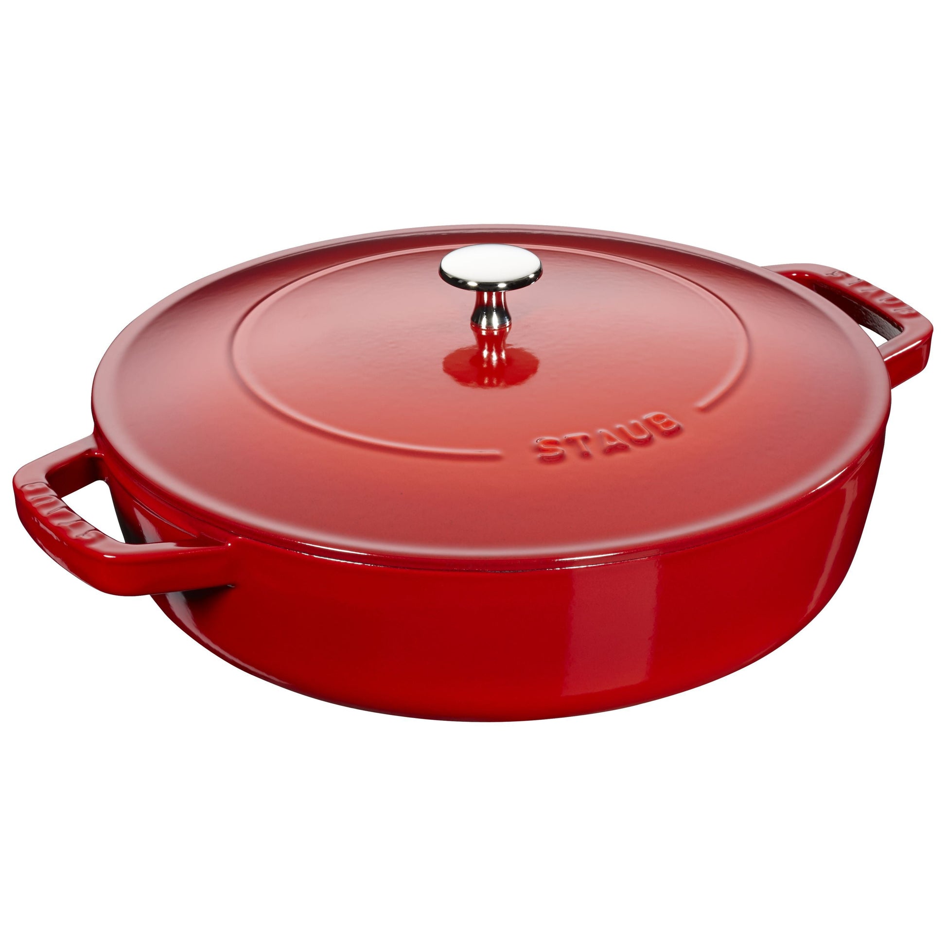 STAUB Braisers 3.7 L Cast Iron Round Saute Pan Chistera, Cherry-n/a-DECOROLALA