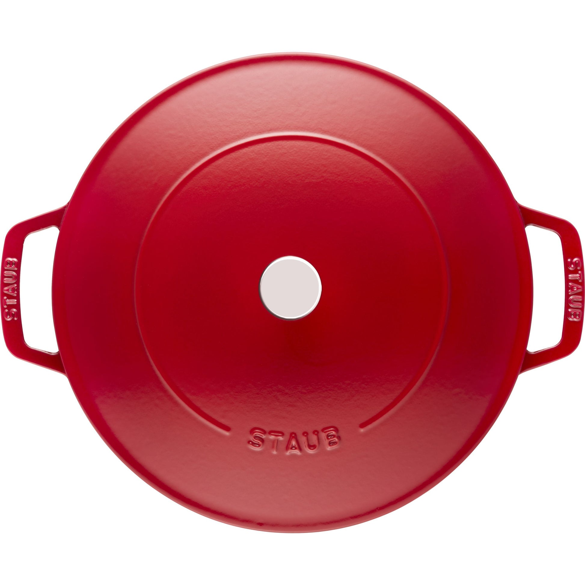 STAUB Braisers 3.7 L Cast Iron Round Saute Pan Chistera, Cherry-n/a-DECOROLALA
