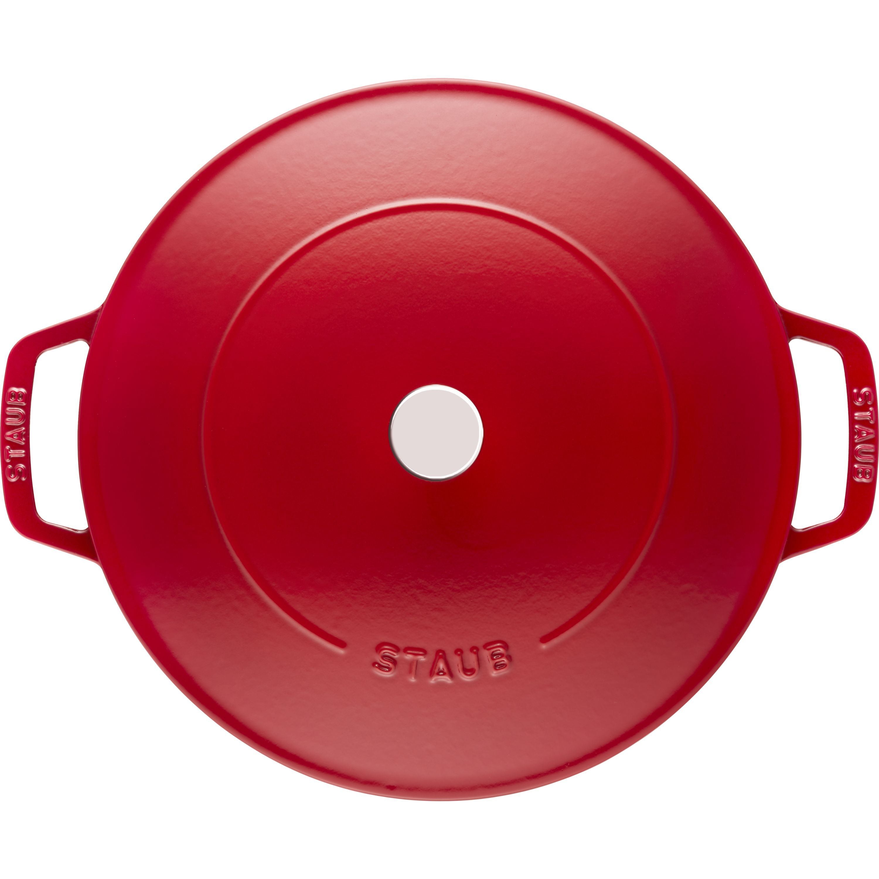 STAUB Braisers 3.7 L Cast Iron Round Saute Pan Chistera, Cherry-n/a-DECOROLALA