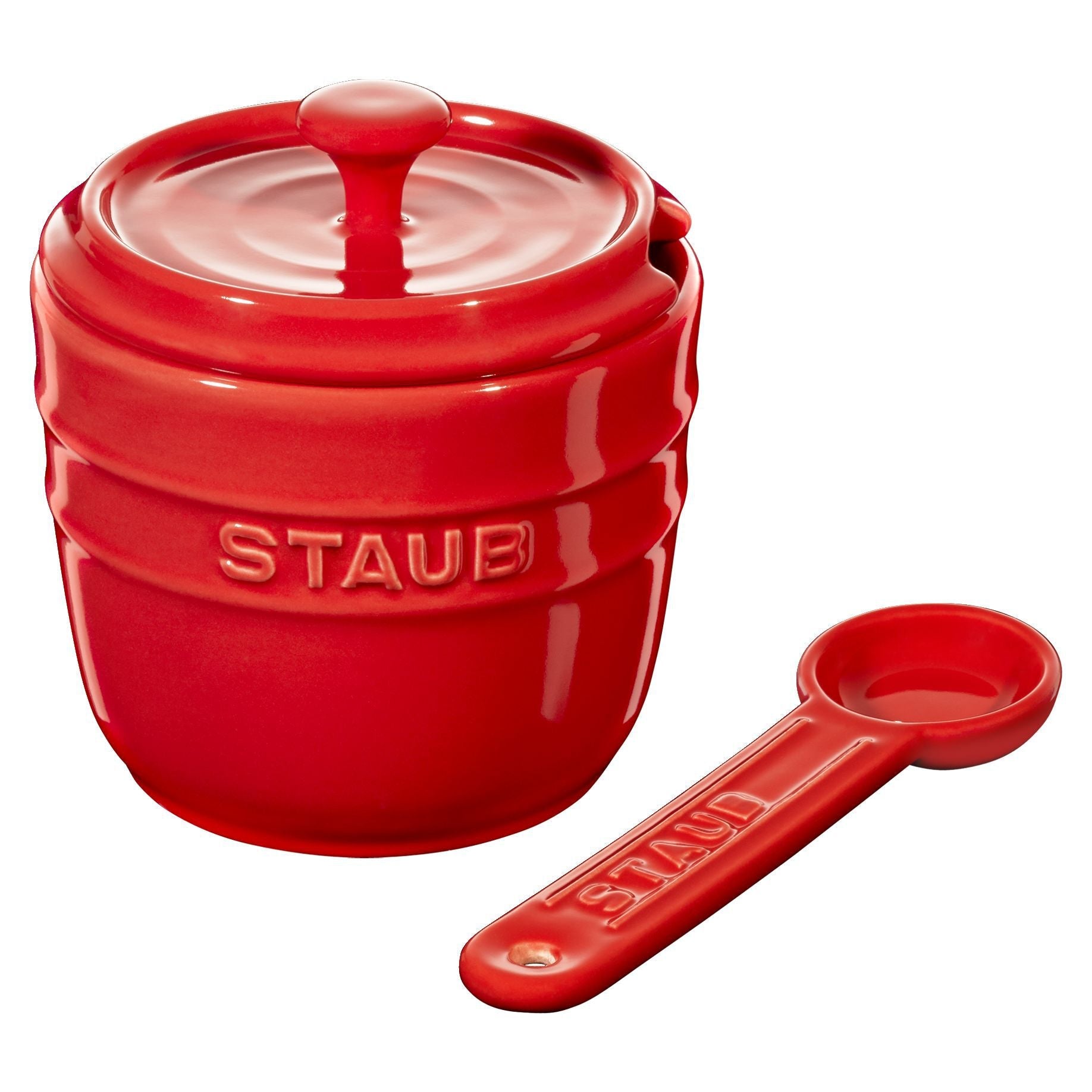 STAUB Ceramique 9 cm Ceramic Round Sugar Bowl, Cherry-n/a-DECOROLALA