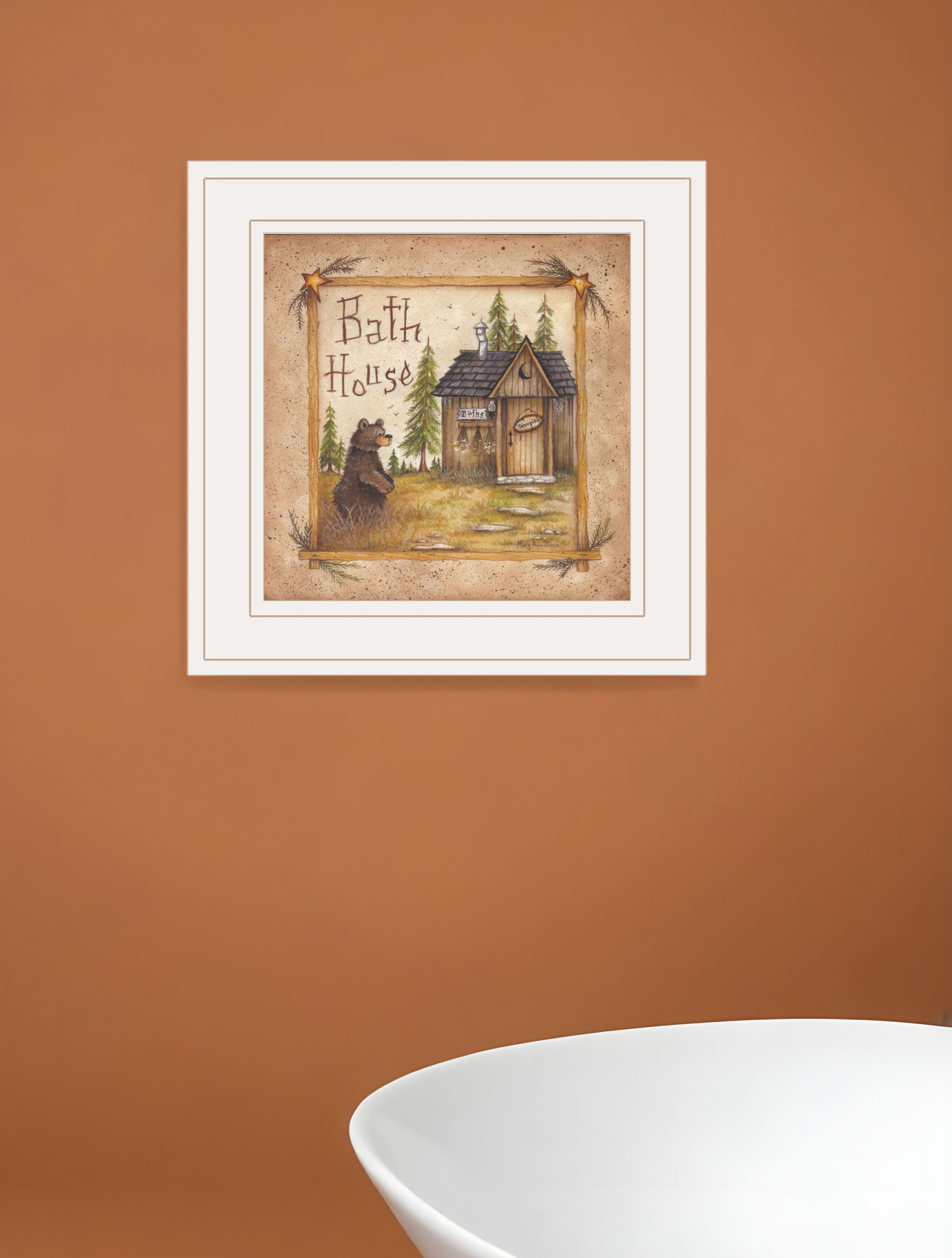 Bath House 3 White Framed Print Bathroom Wall Art-0