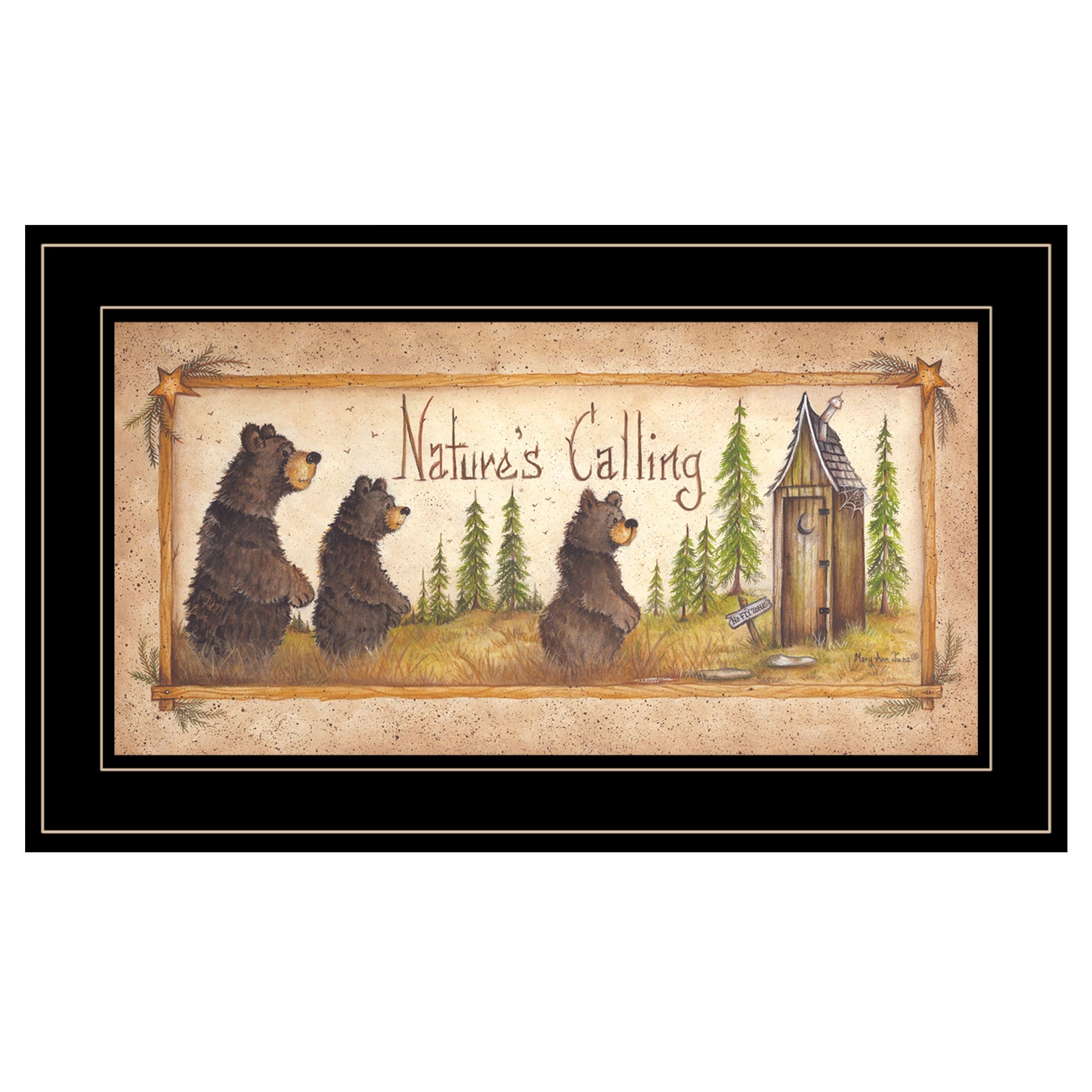 Natures Calling 3 Black Framed Print Bathroom Wall Art-1