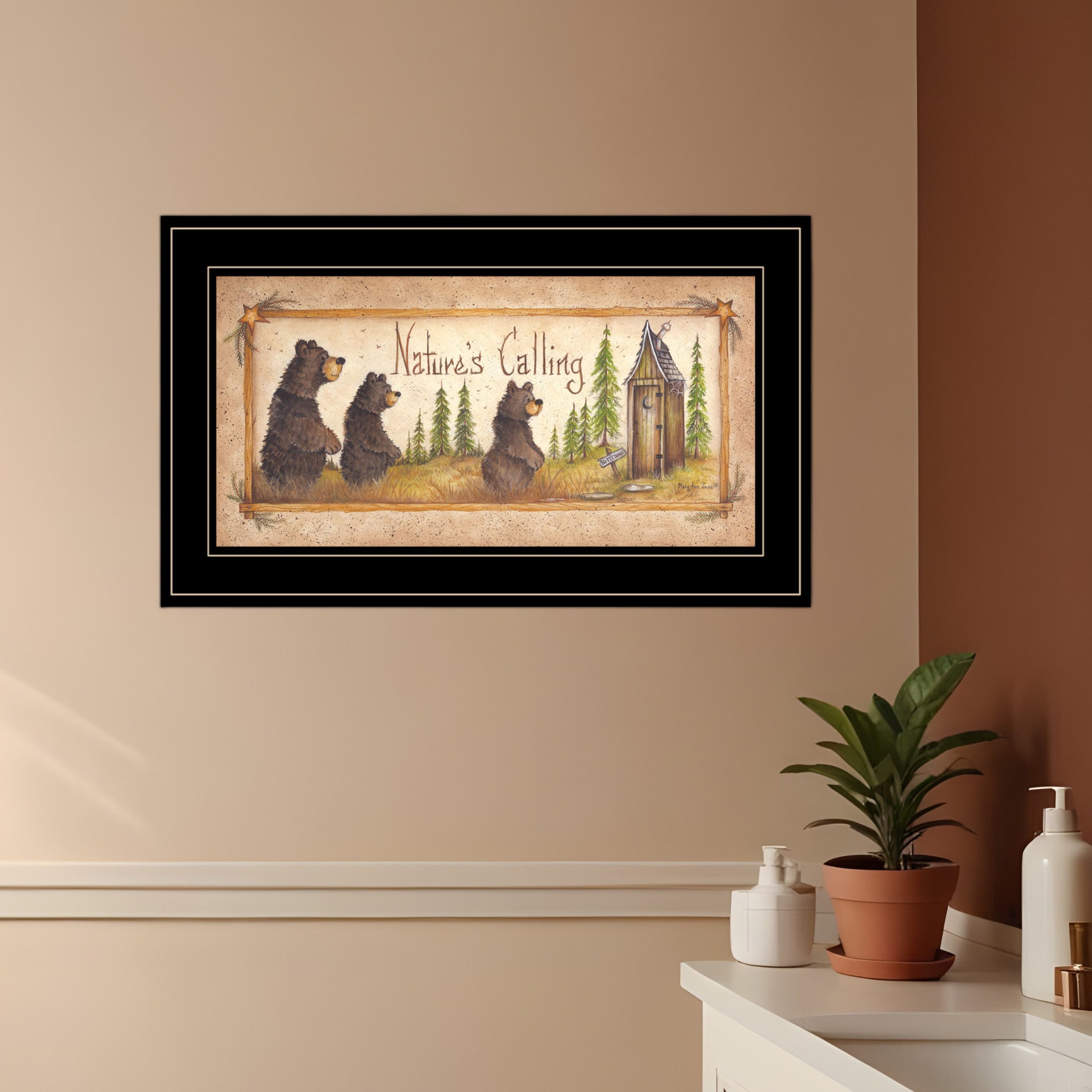 Natures Calling 3 Black Framed Print Bathroom Wall Art-0