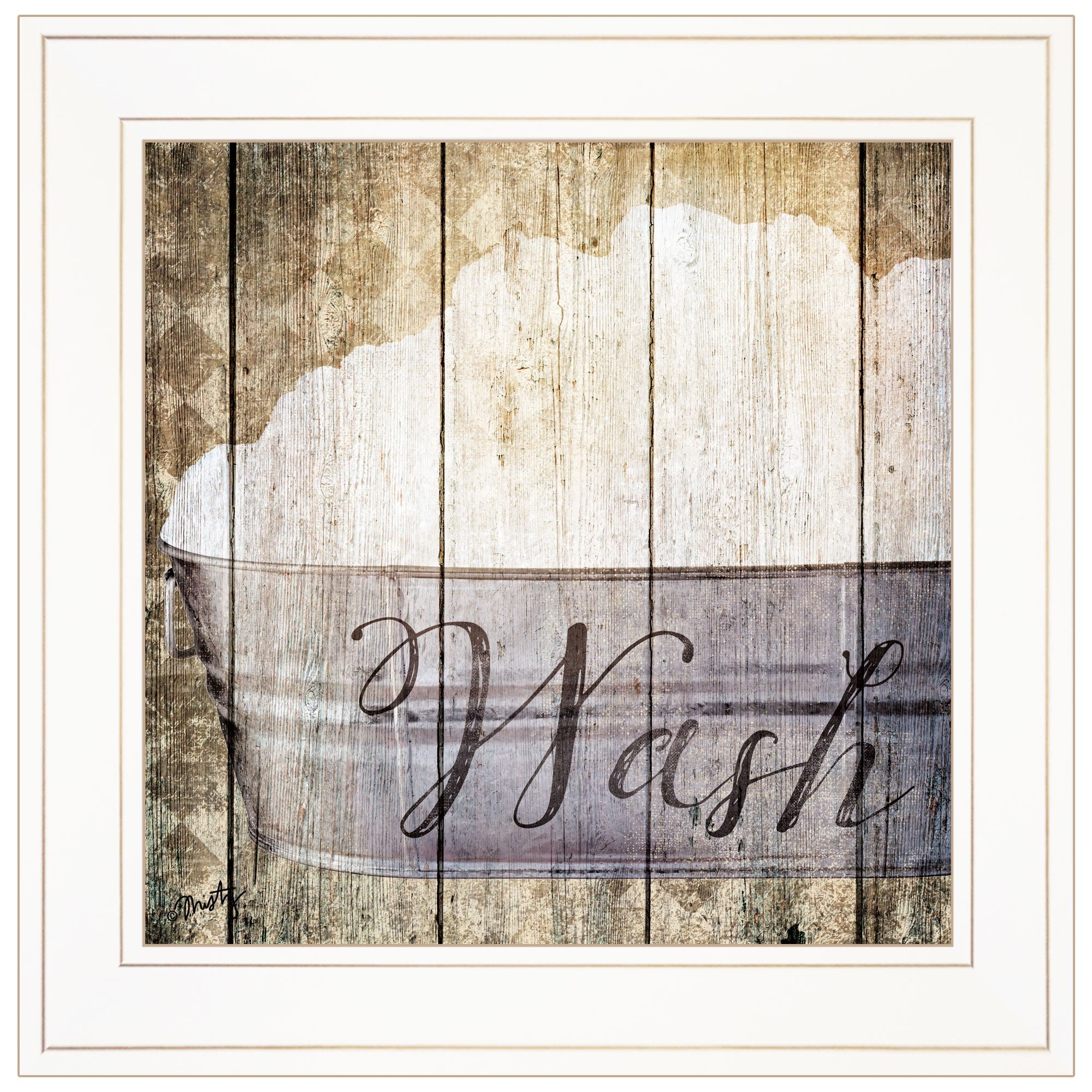 Wash 1 White Framed Print Bathroom Wall Art-1
