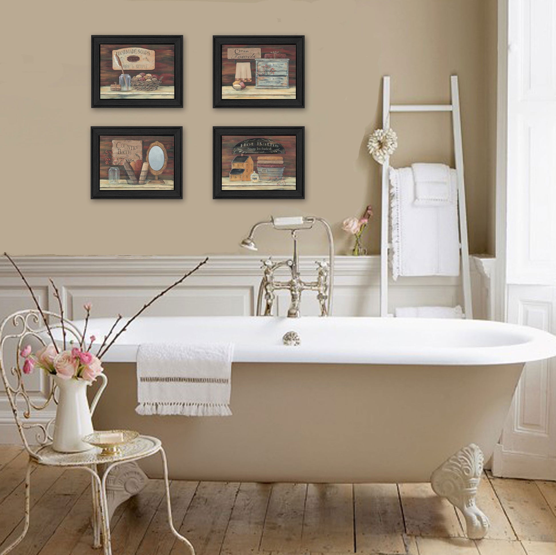 Set Of Four Bathroom I Black Framed Print Bathroom Wall Art-3