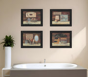 Set Of Four Bathroom I Black Framed Print Bathroom Wall Art-0