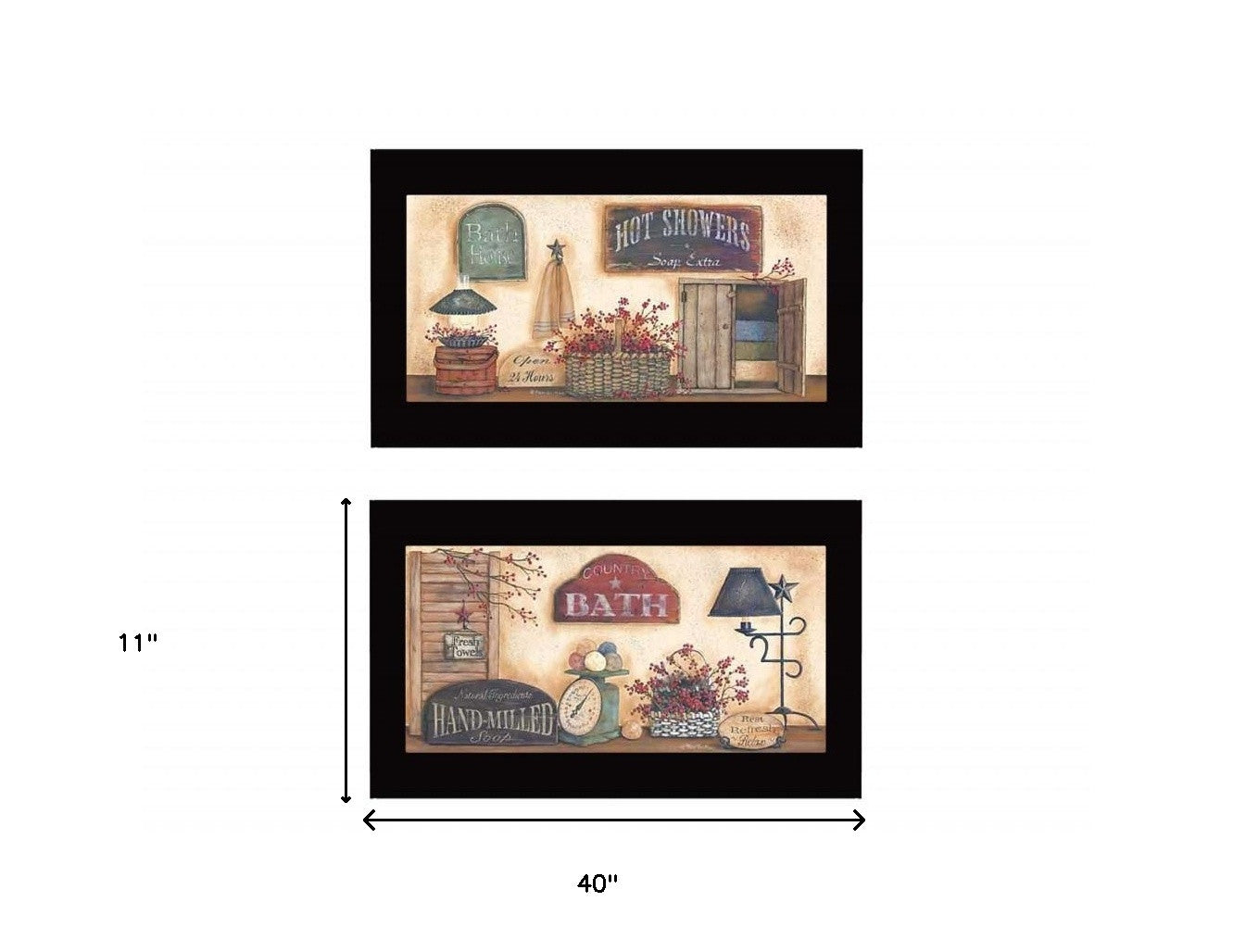 Set Of Two Bath 1 Black Framed Print Bathroom Wall Art-4
