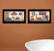 Set Of Two Bath 1 Black Framed Print Bathroom Wall Art-0