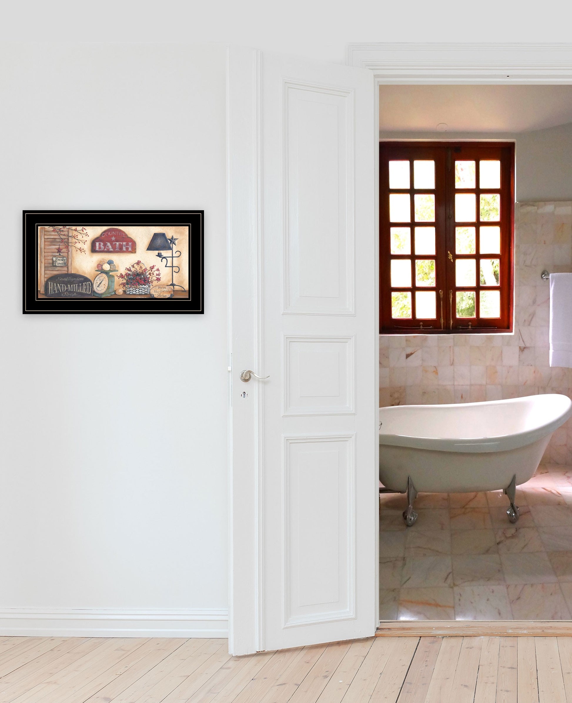 Country Bath Collection Black Framed Print Bathroom Wall Art-3