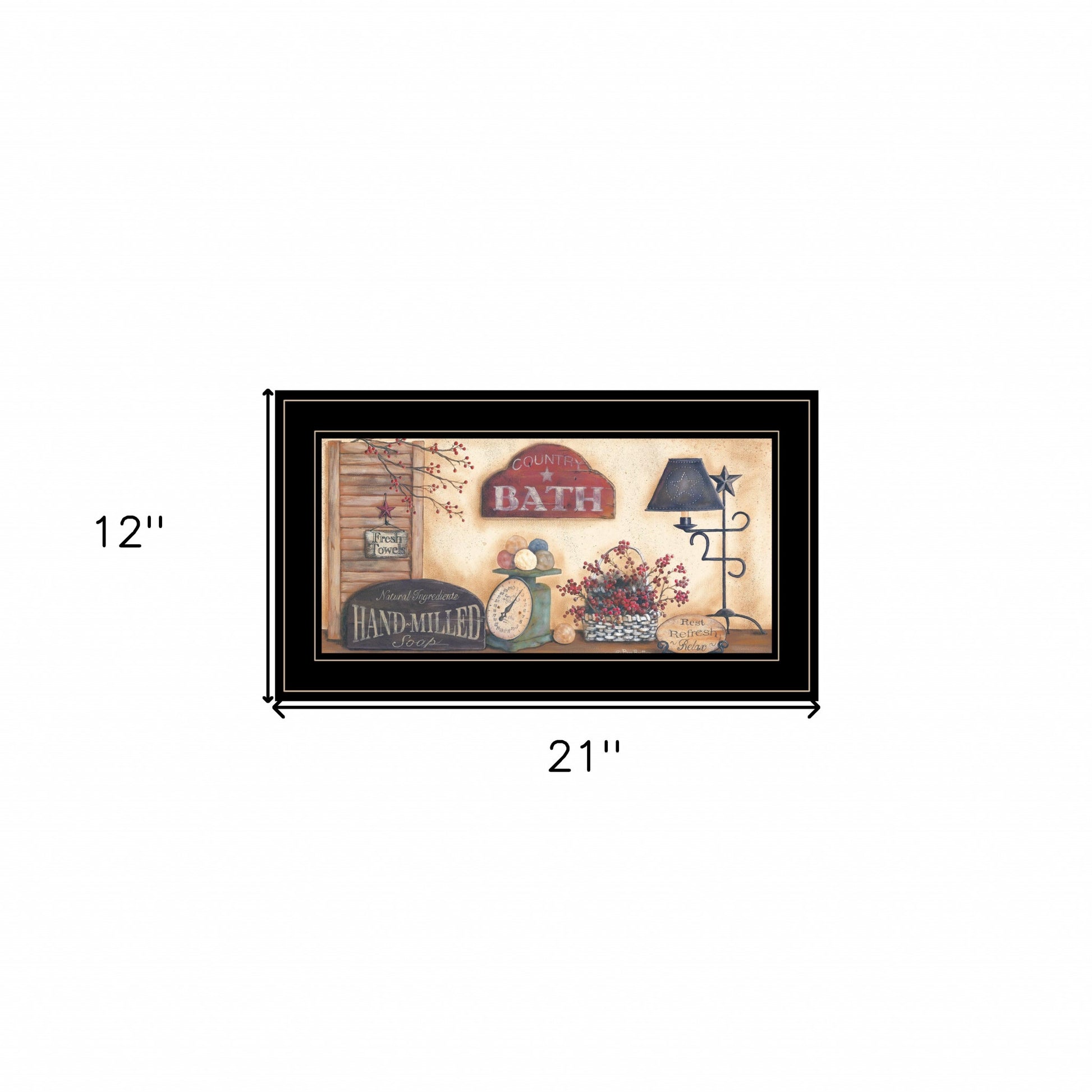 Country Bath Collection Black Framed Print Bathroom Wall Art-4